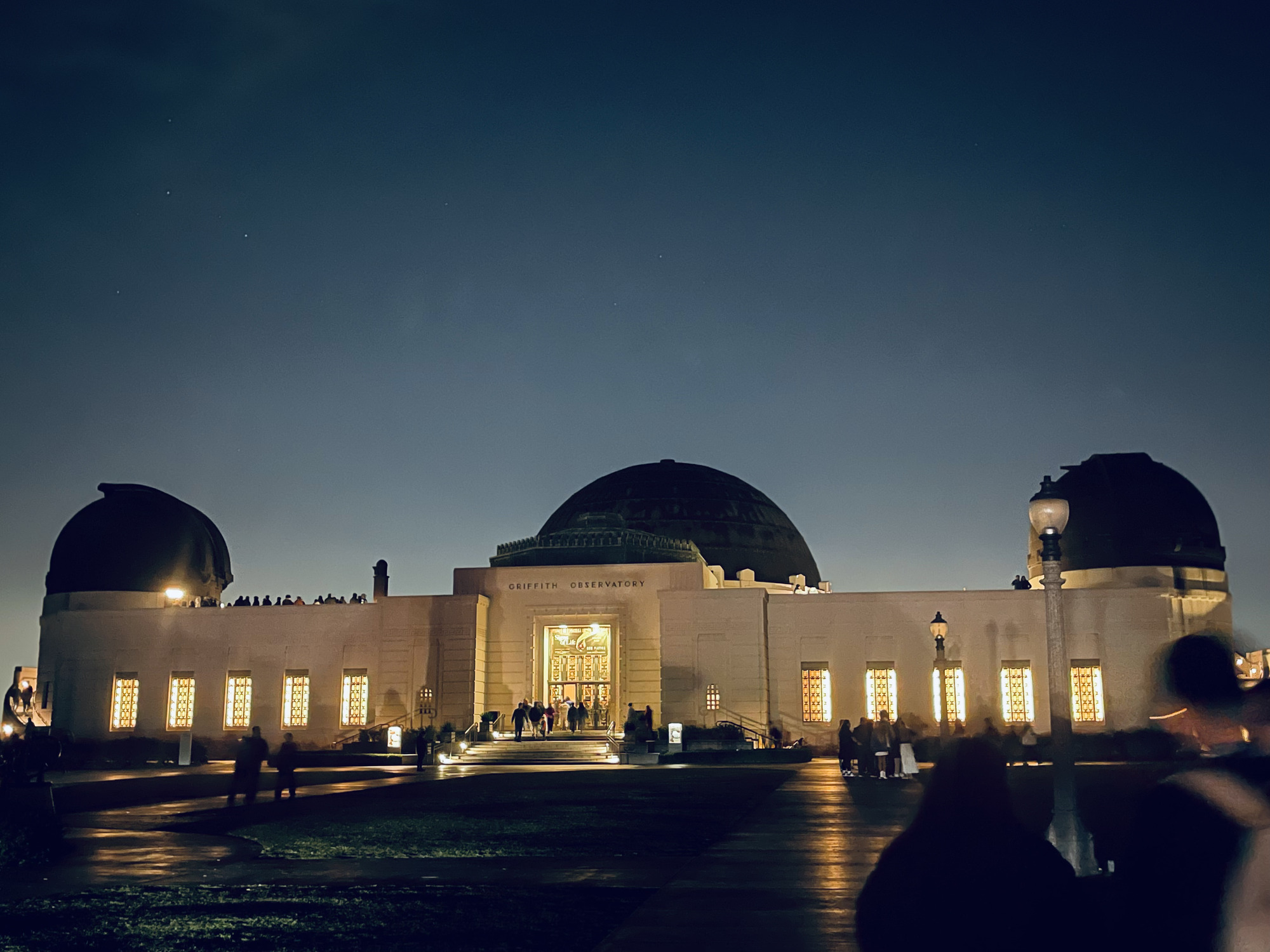 Griffith observatory in LA and Louvre museum in Paris