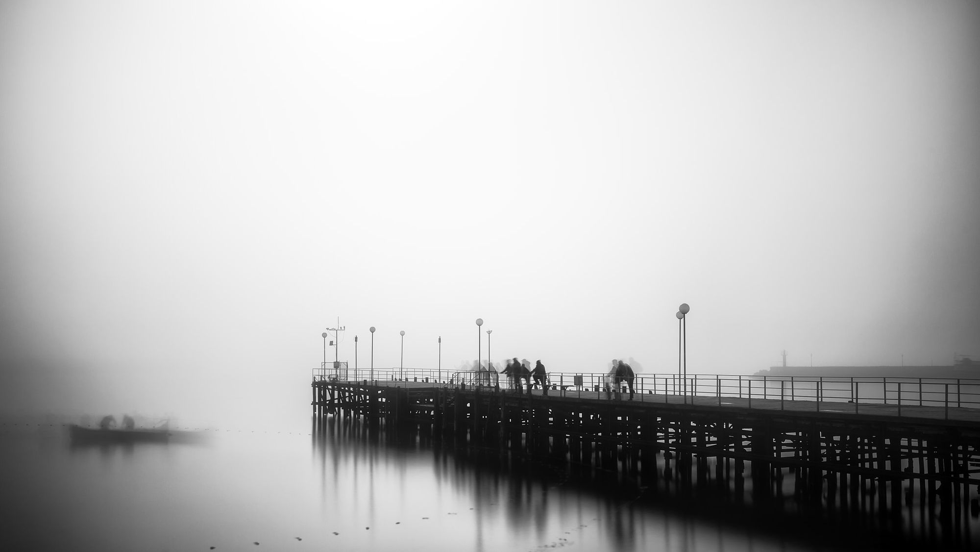 The fishing port of Balchik in foggy weather