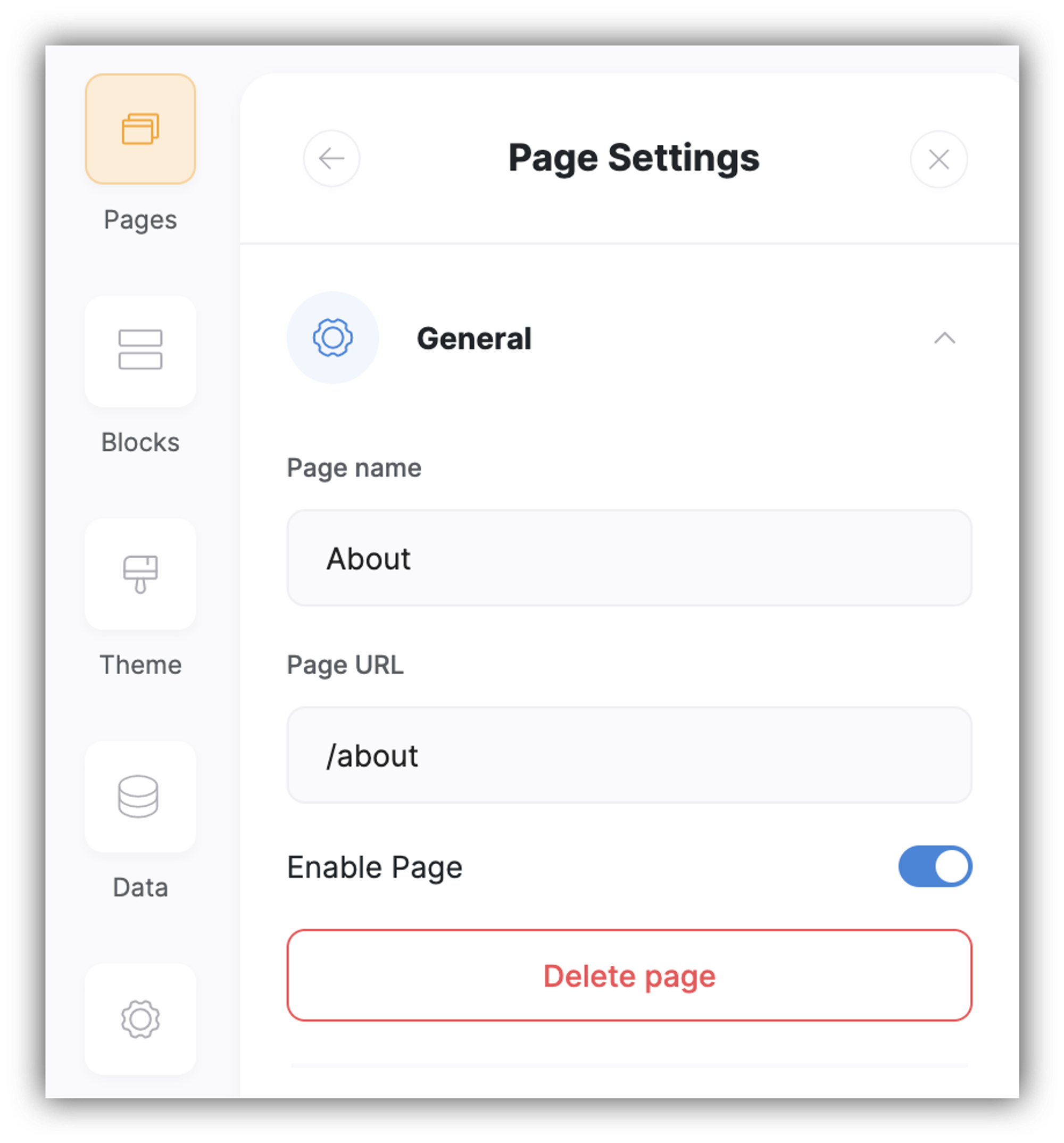 General page settings