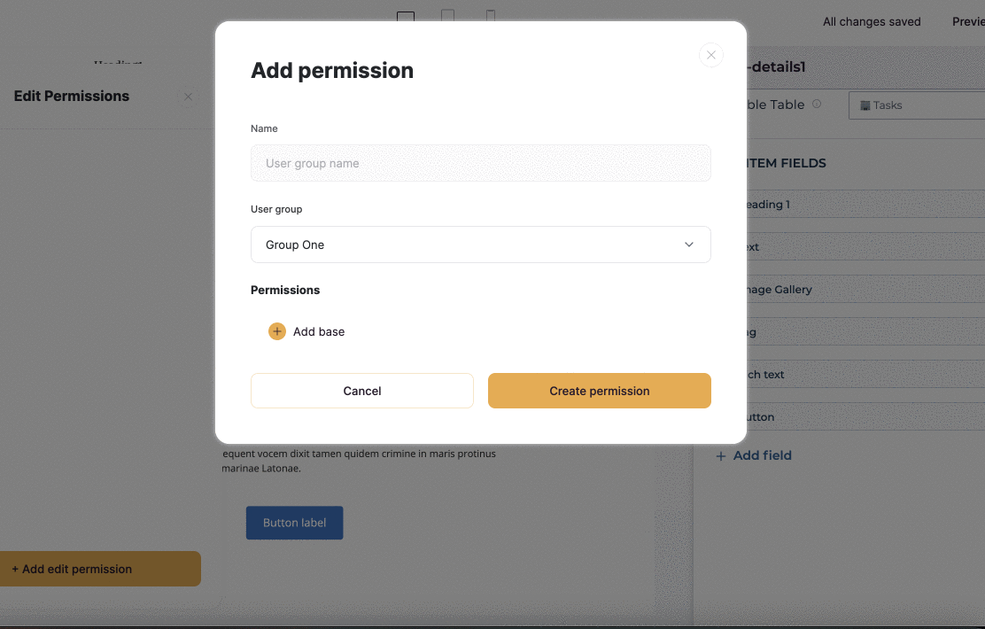 Configuring the permission rule