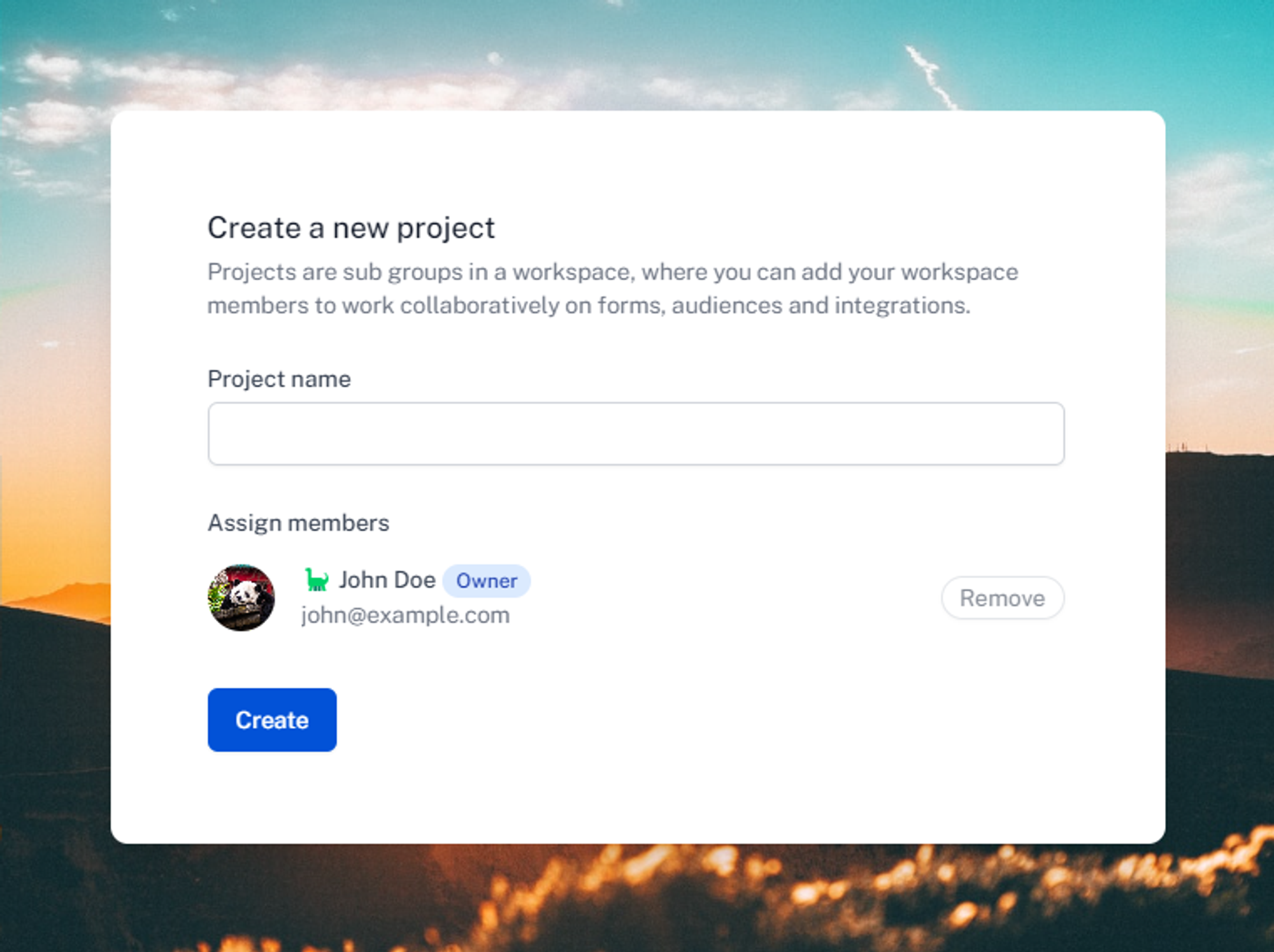 Create a project in HeyForm