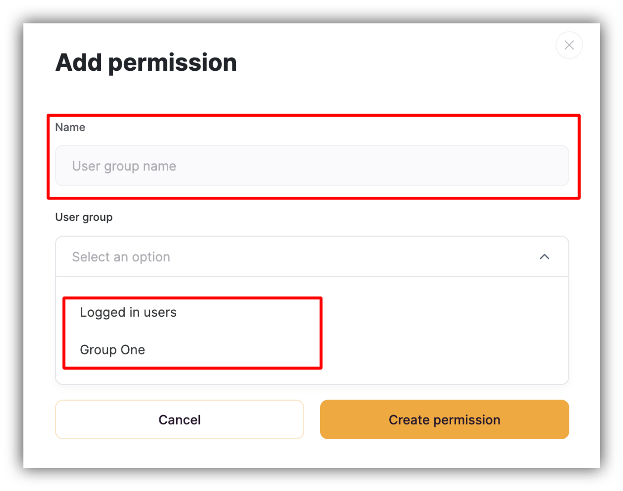 Configuring the permission rule