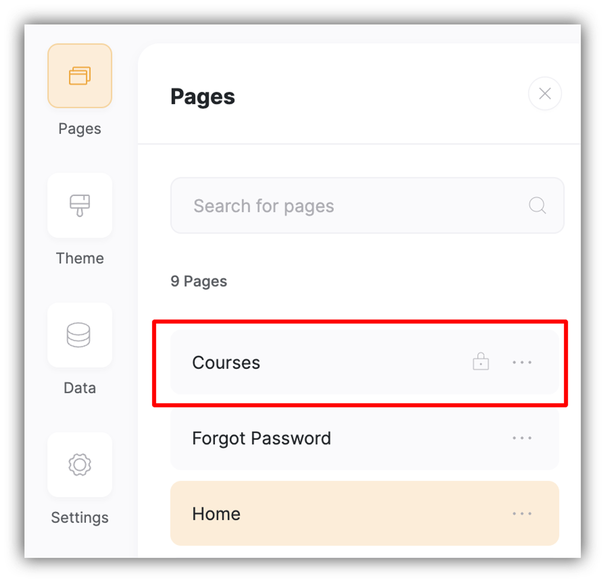 Separate page for courses created