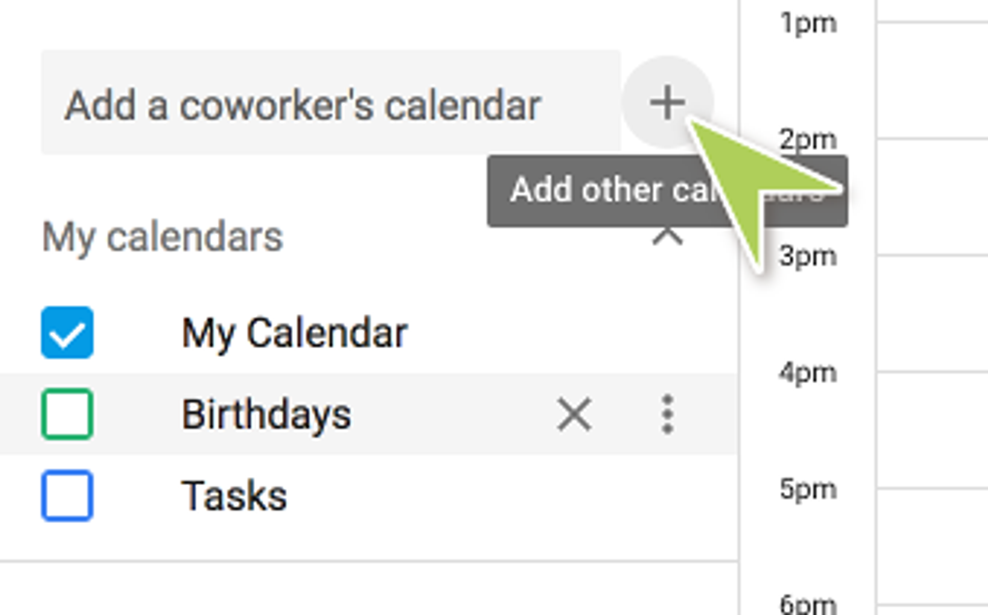 Click ‘Add other calendars’ button