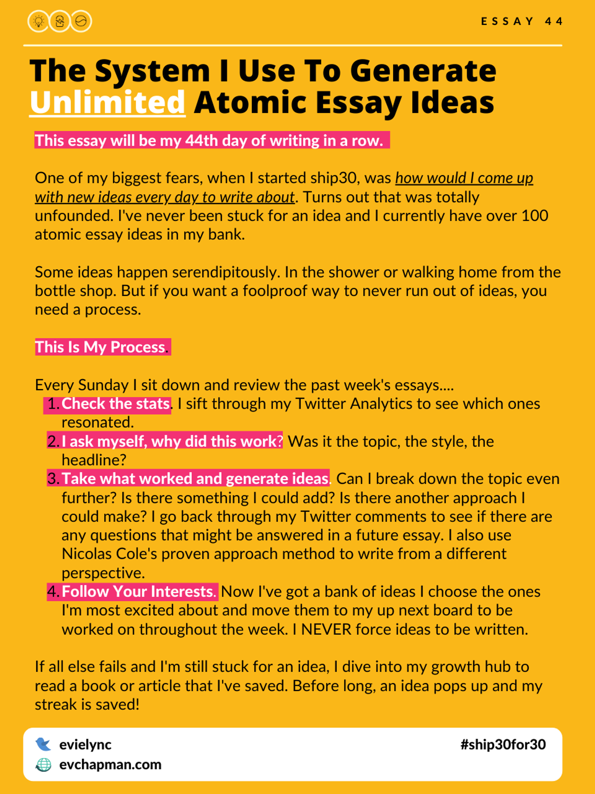 The System I Use To Generate Unlimited Atomic Essay Ideas