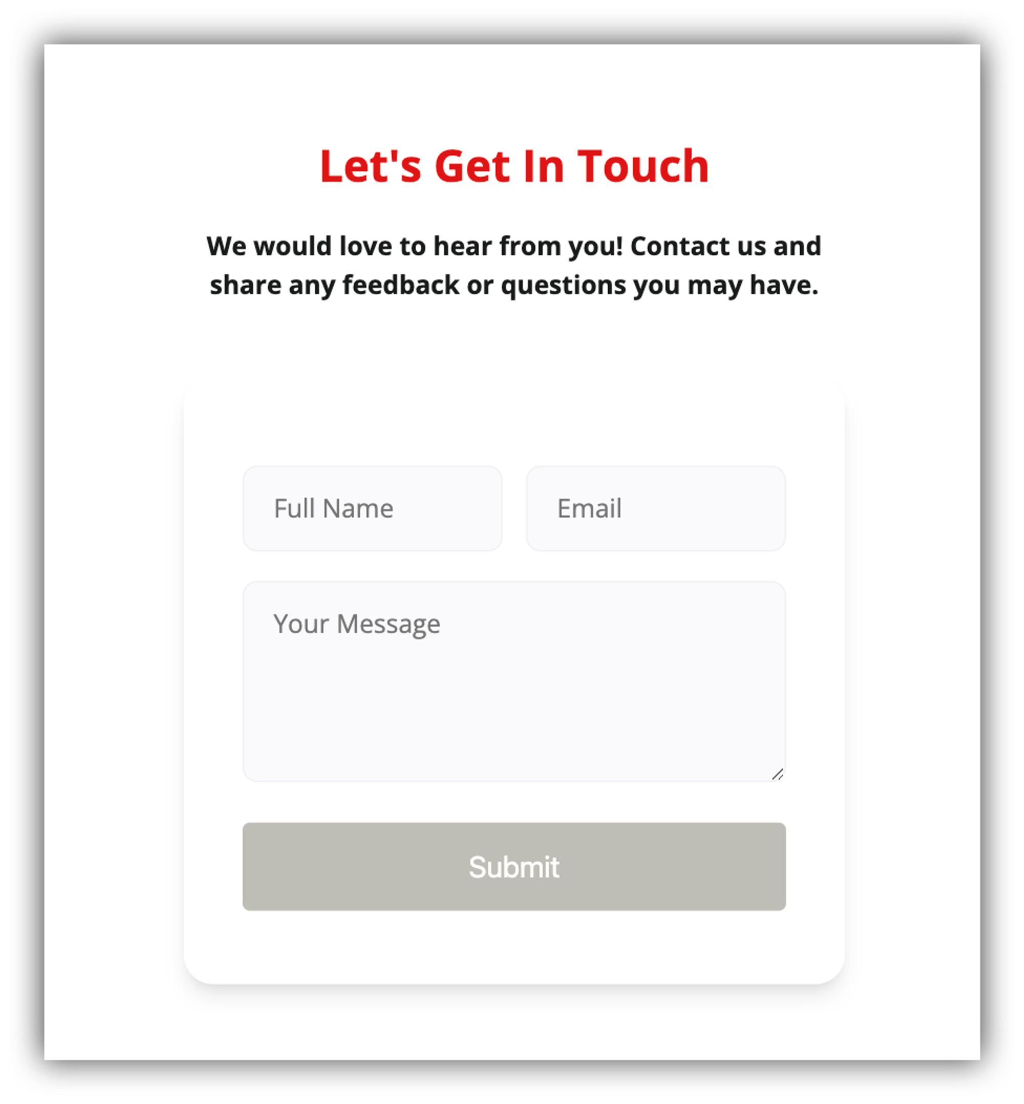 A simple contact form