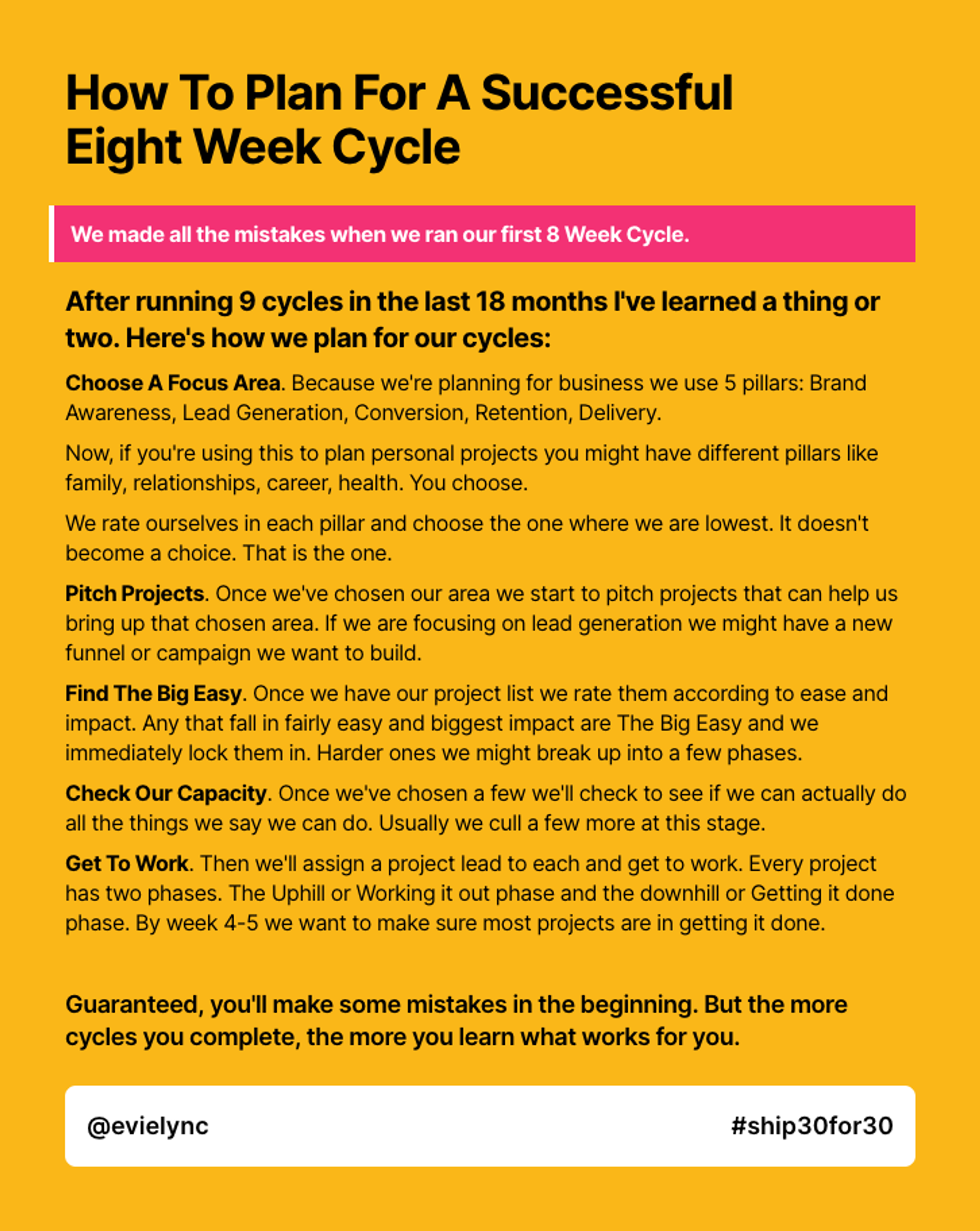 How To Plan For A Successful Eight Week Cycle