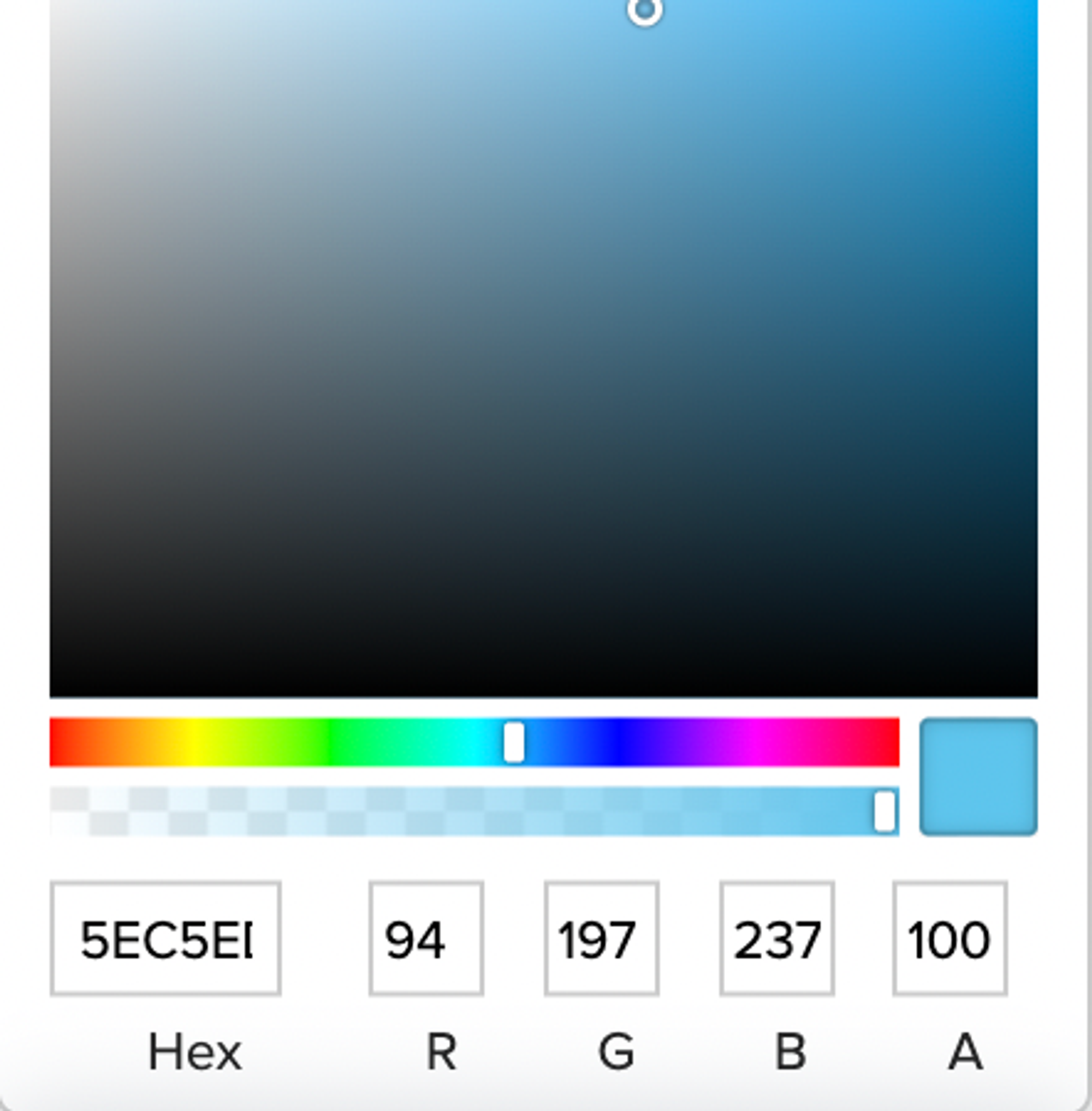 Par exemple, sur cette collectivité, le code hexadécimal de la couleur principale est 5EC5ED. 