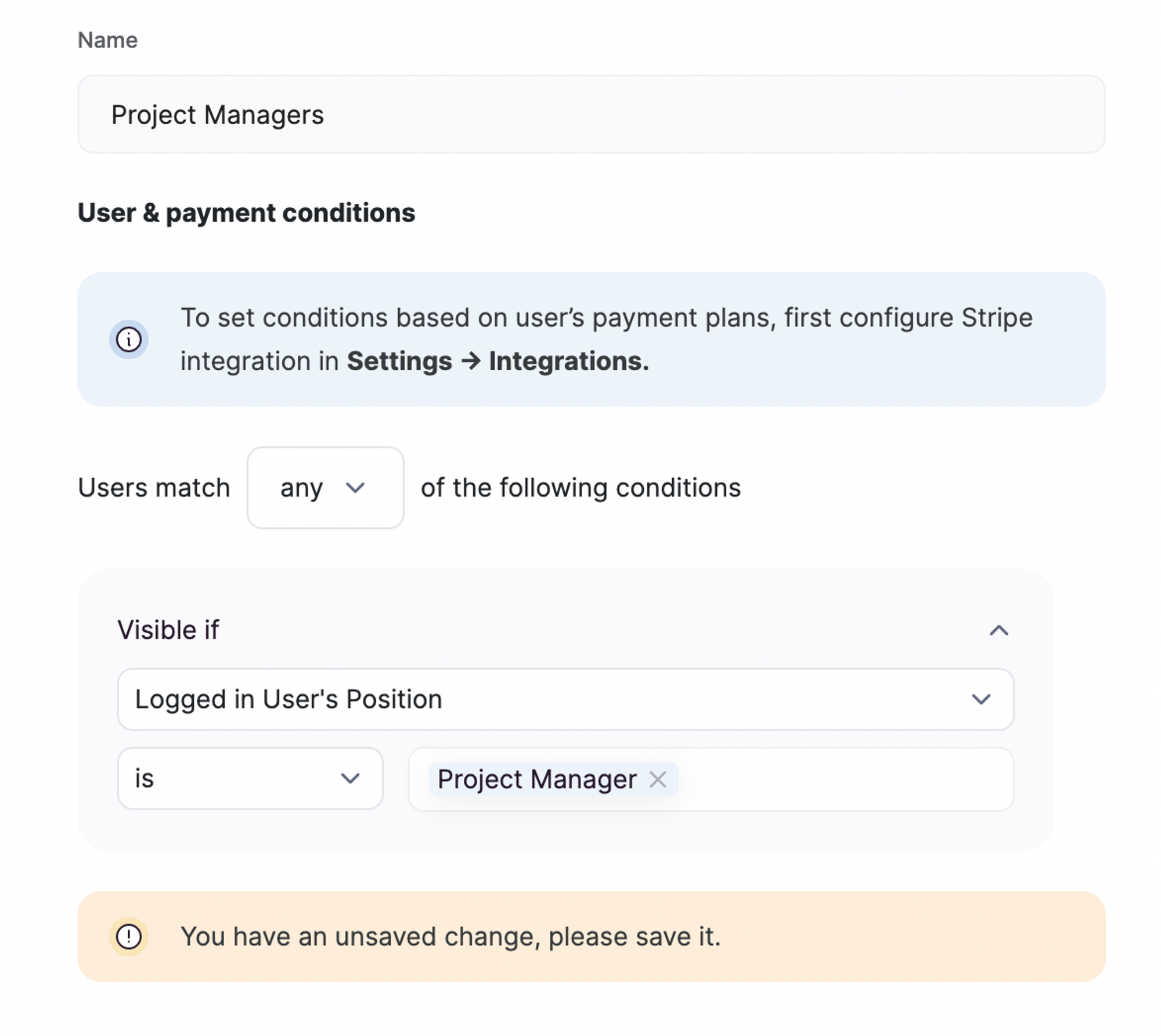 Creating a user group for project managers