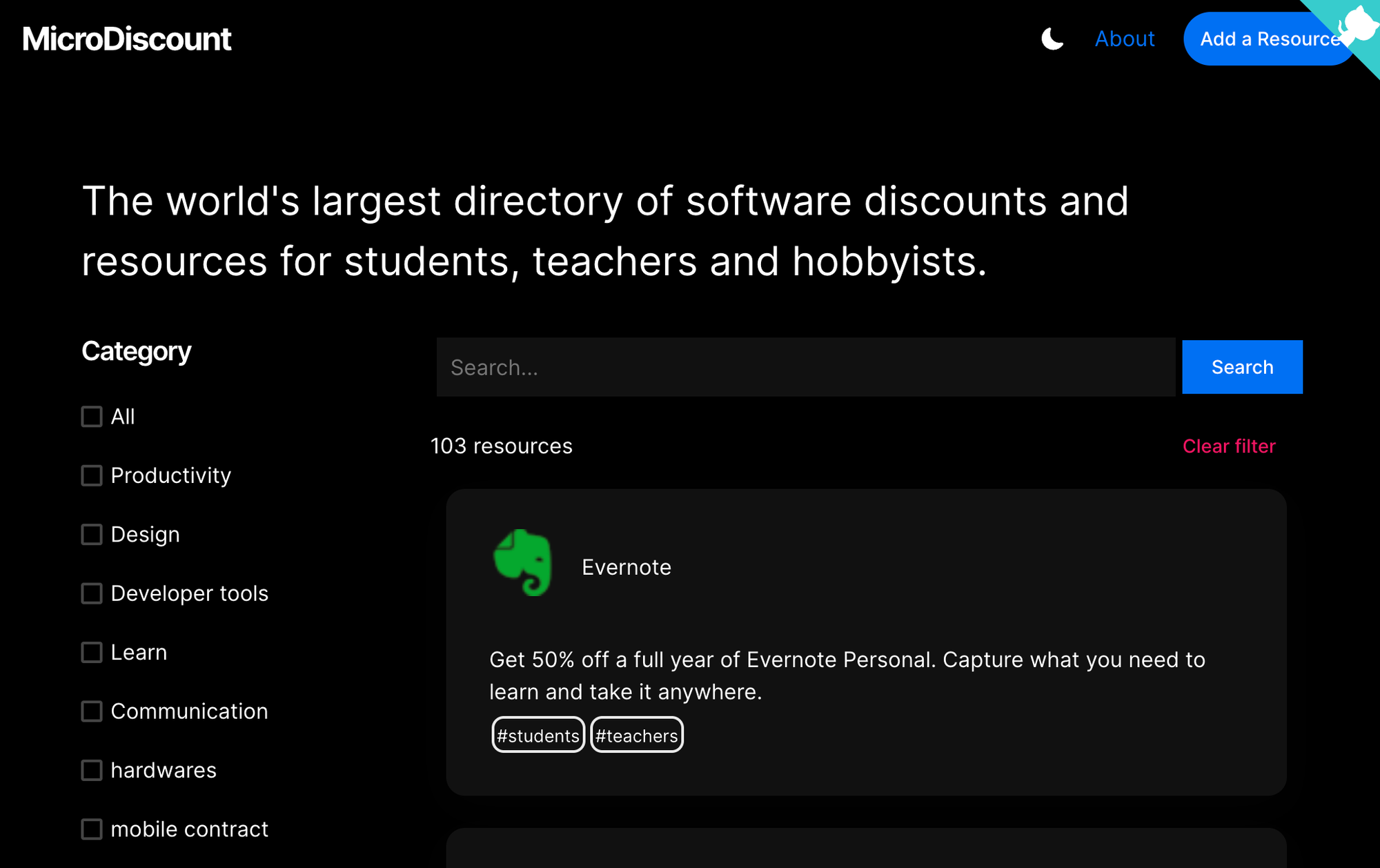 MicroDiscount - Discounts for students and teacher