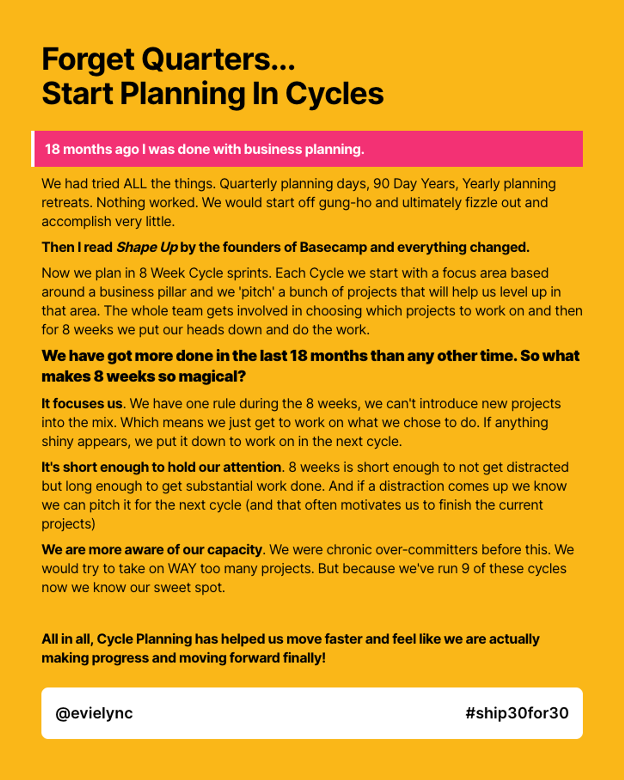 Forget Quarters... Start Planning In Cycles