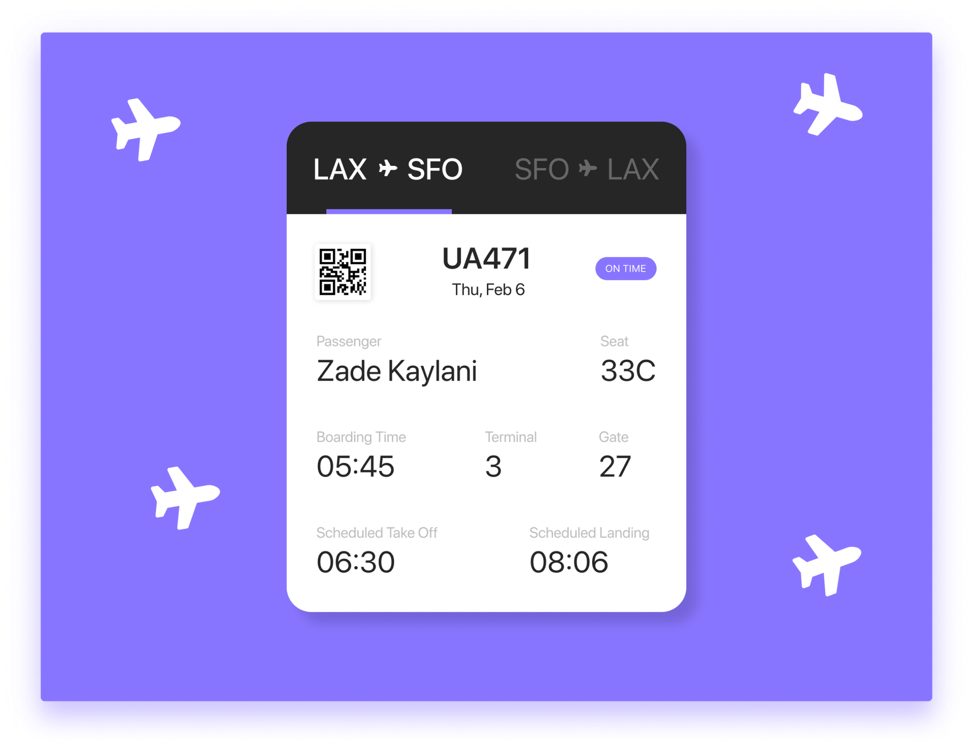 Used the flight info for my trip to San Francisco for Figma's Config 2020!