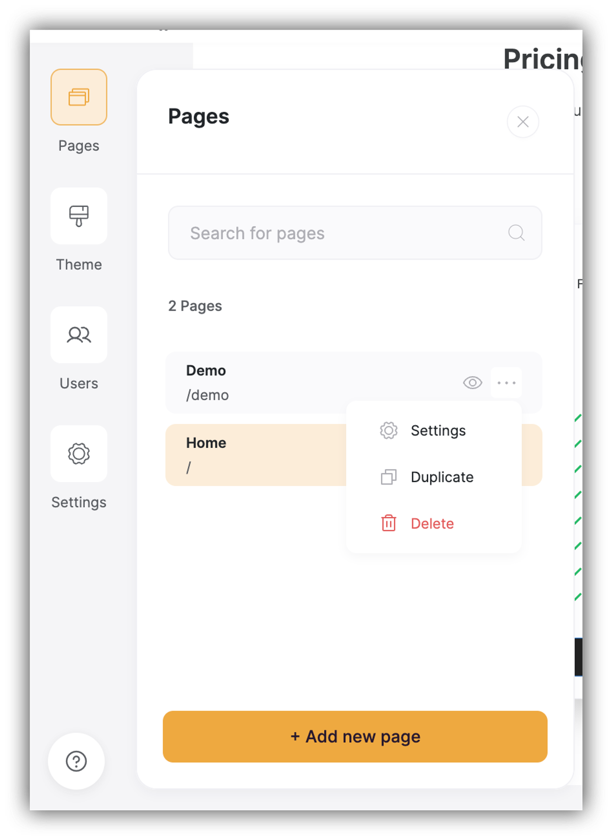 Page actions