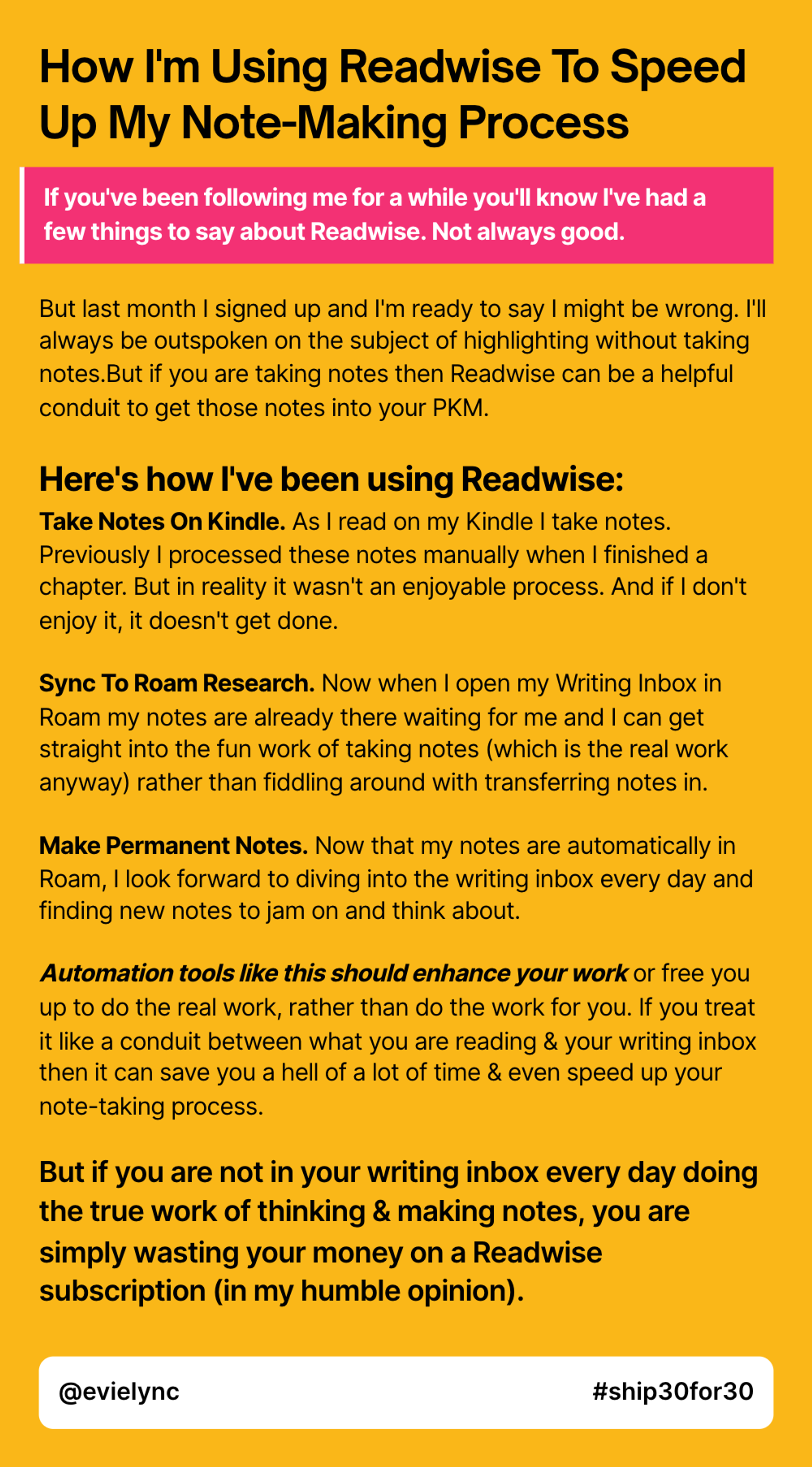 How I'm Using Readwise To Speed Up My Note-Making Process