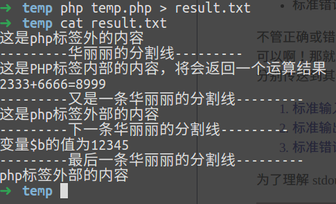 重定向 temp.php 的输出到文件