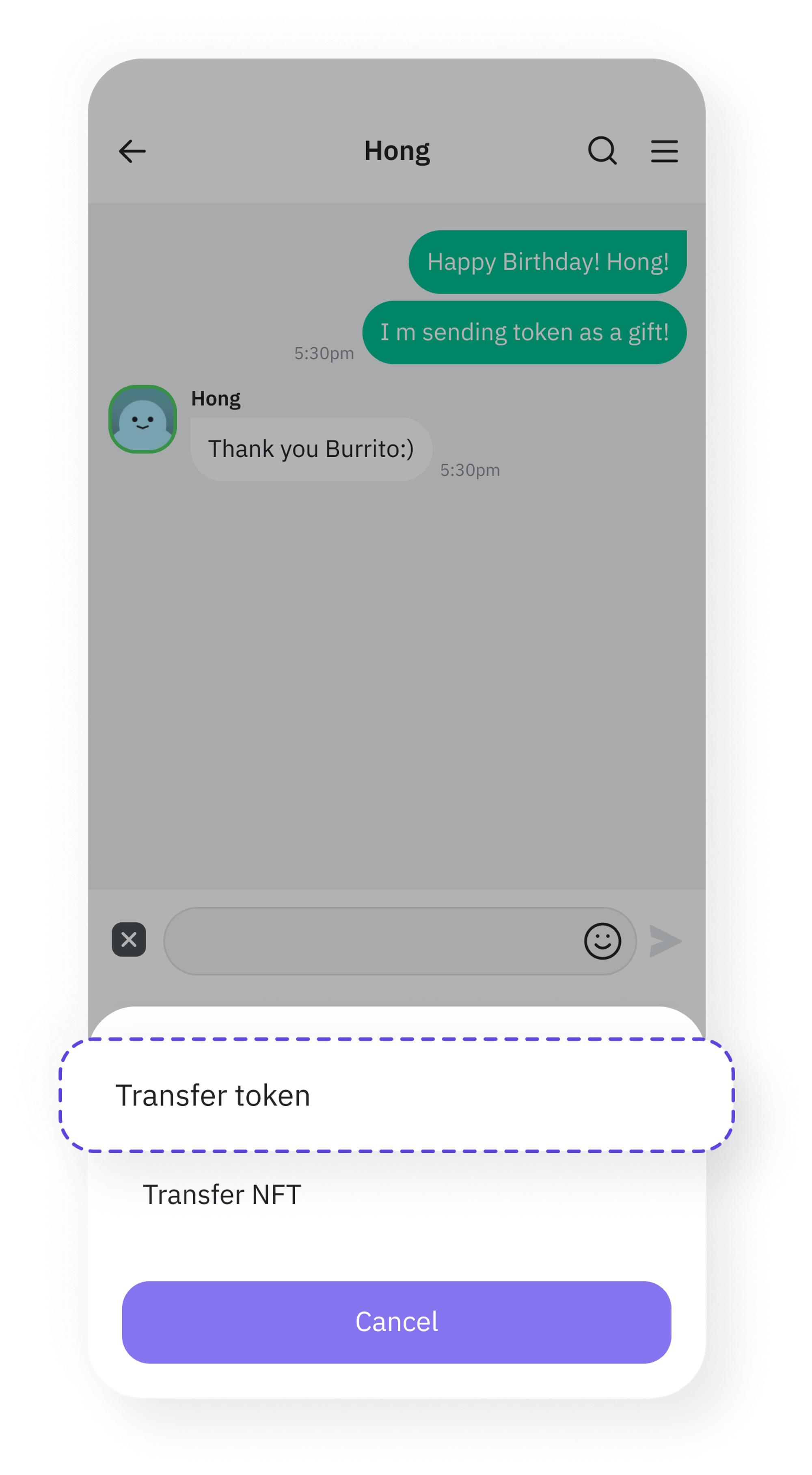 1. Chat > Remittance (Send tokens)