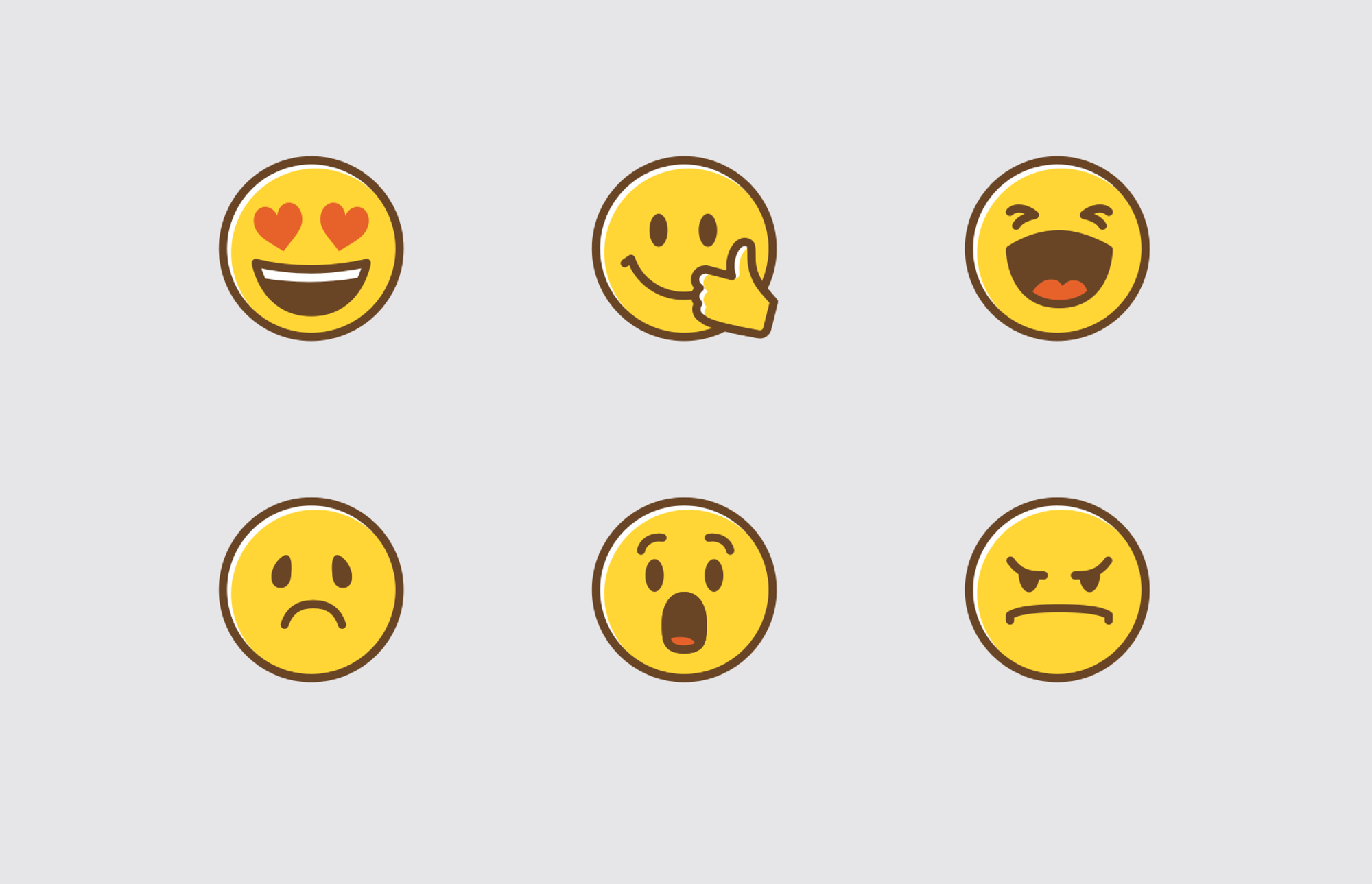 A selection of my Bananatag reaction emoji, from heart eyes to thumbs up to grumpy face