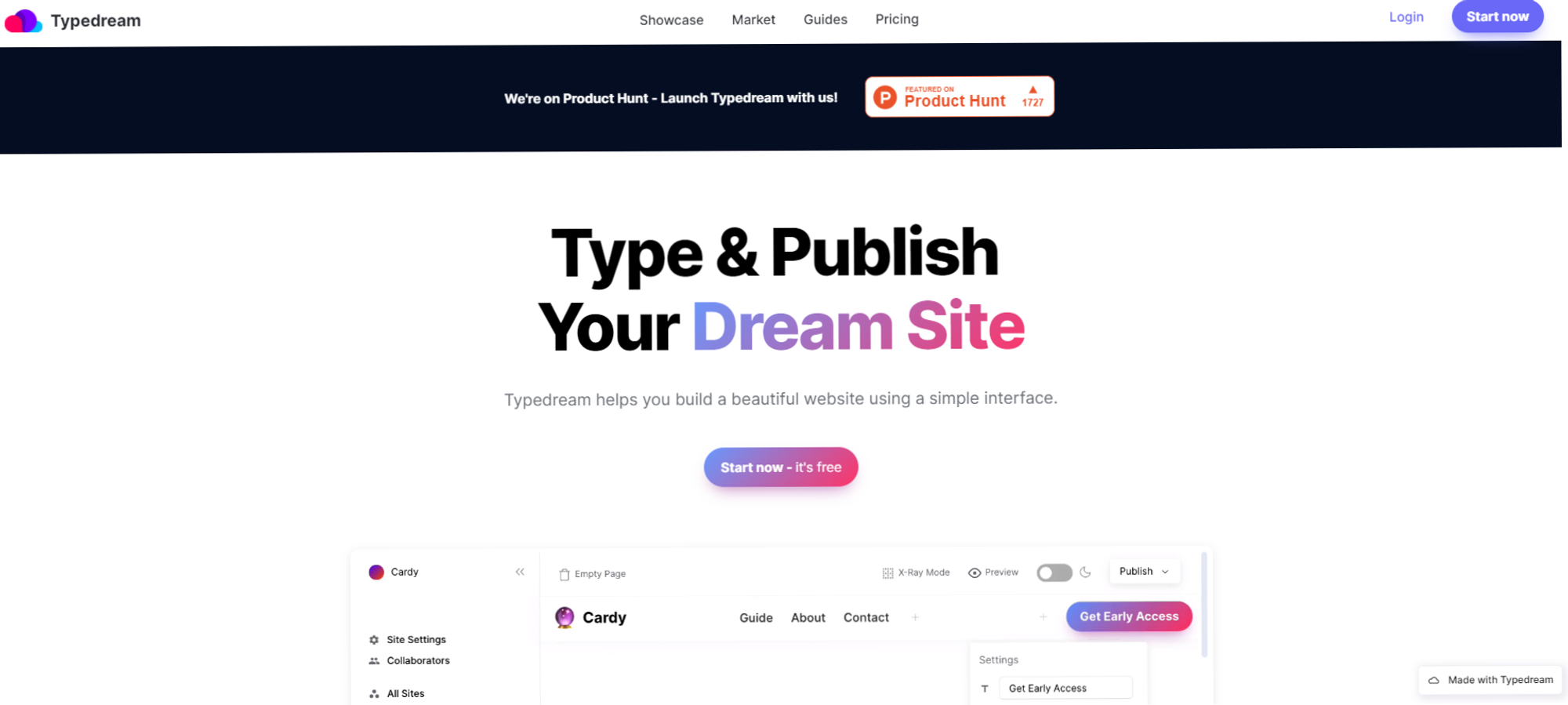 Typedream - Type & Publish Your Dream Site 🌈