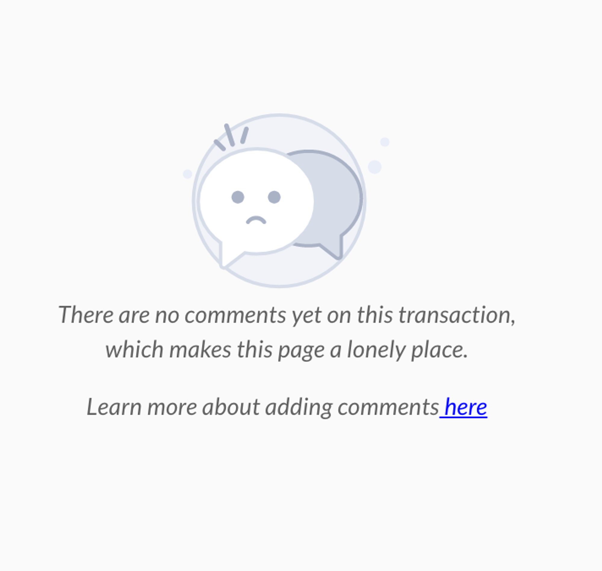 Comments page empty state message
