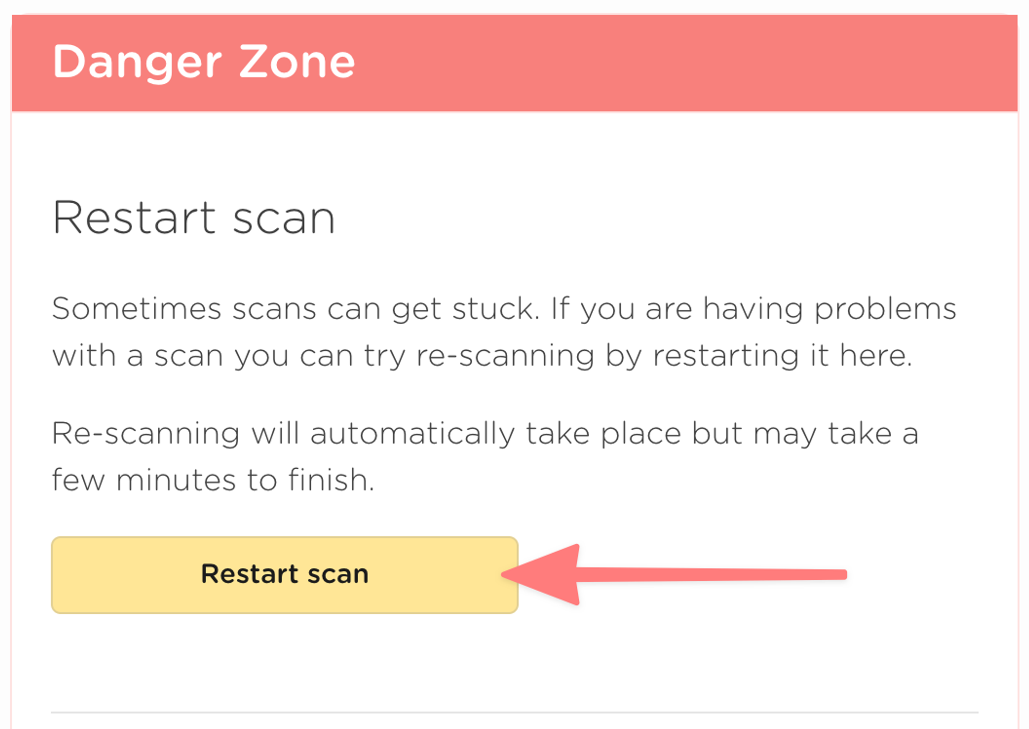 Click restart scan to trigger a new scan of your mail