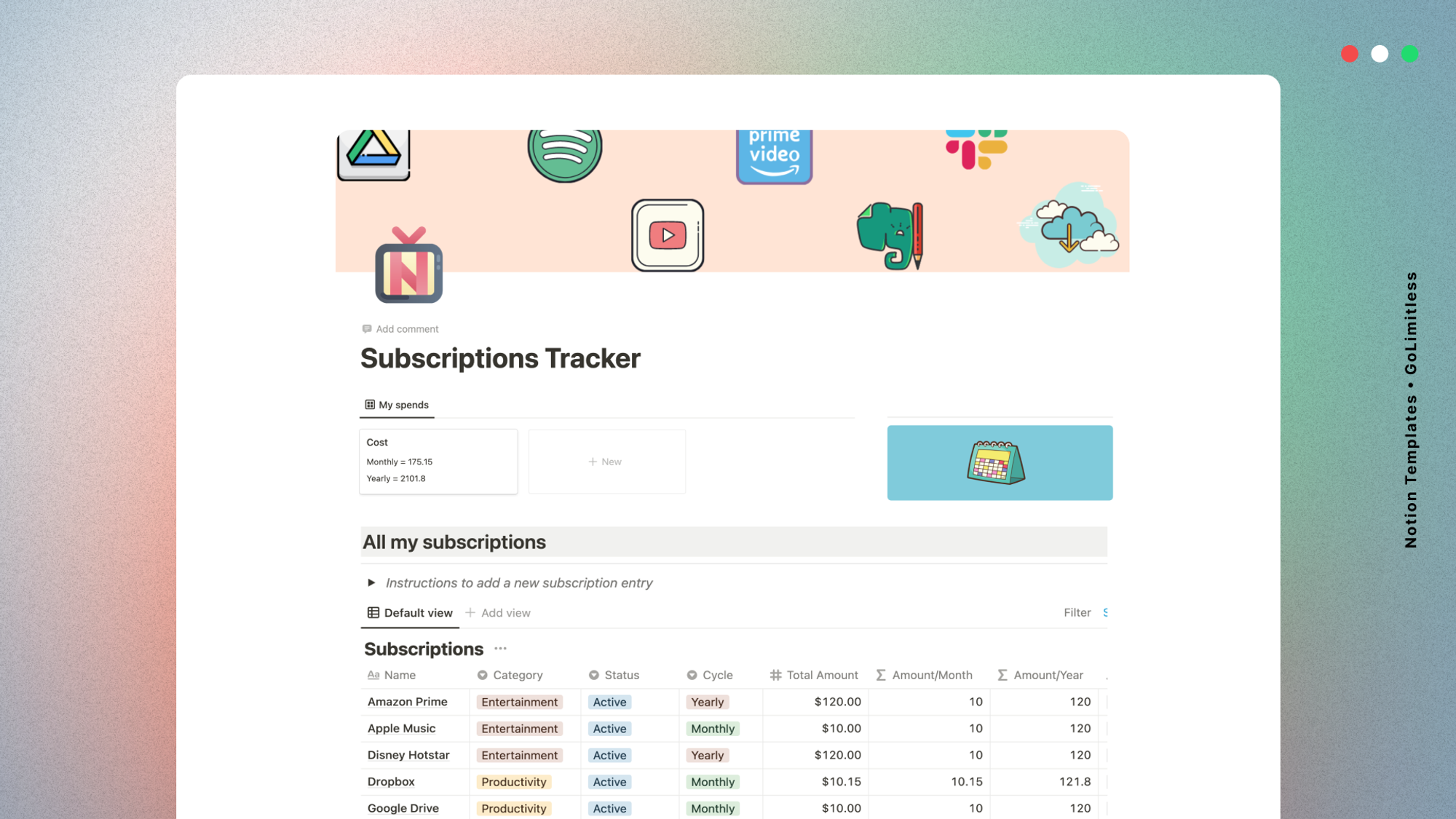 Subscriptions Tracker