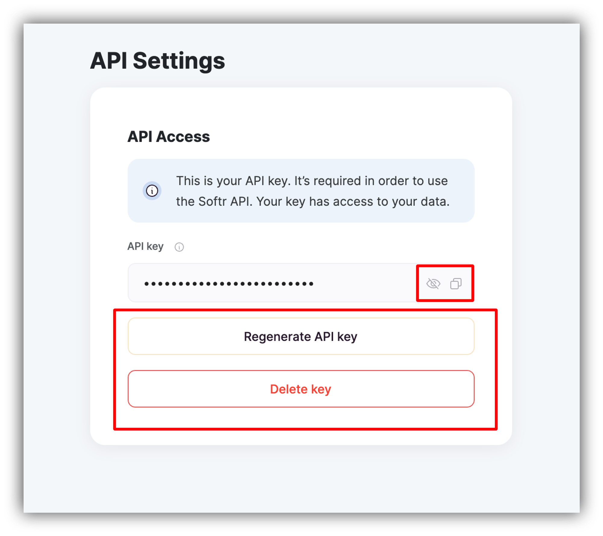 API Key actions