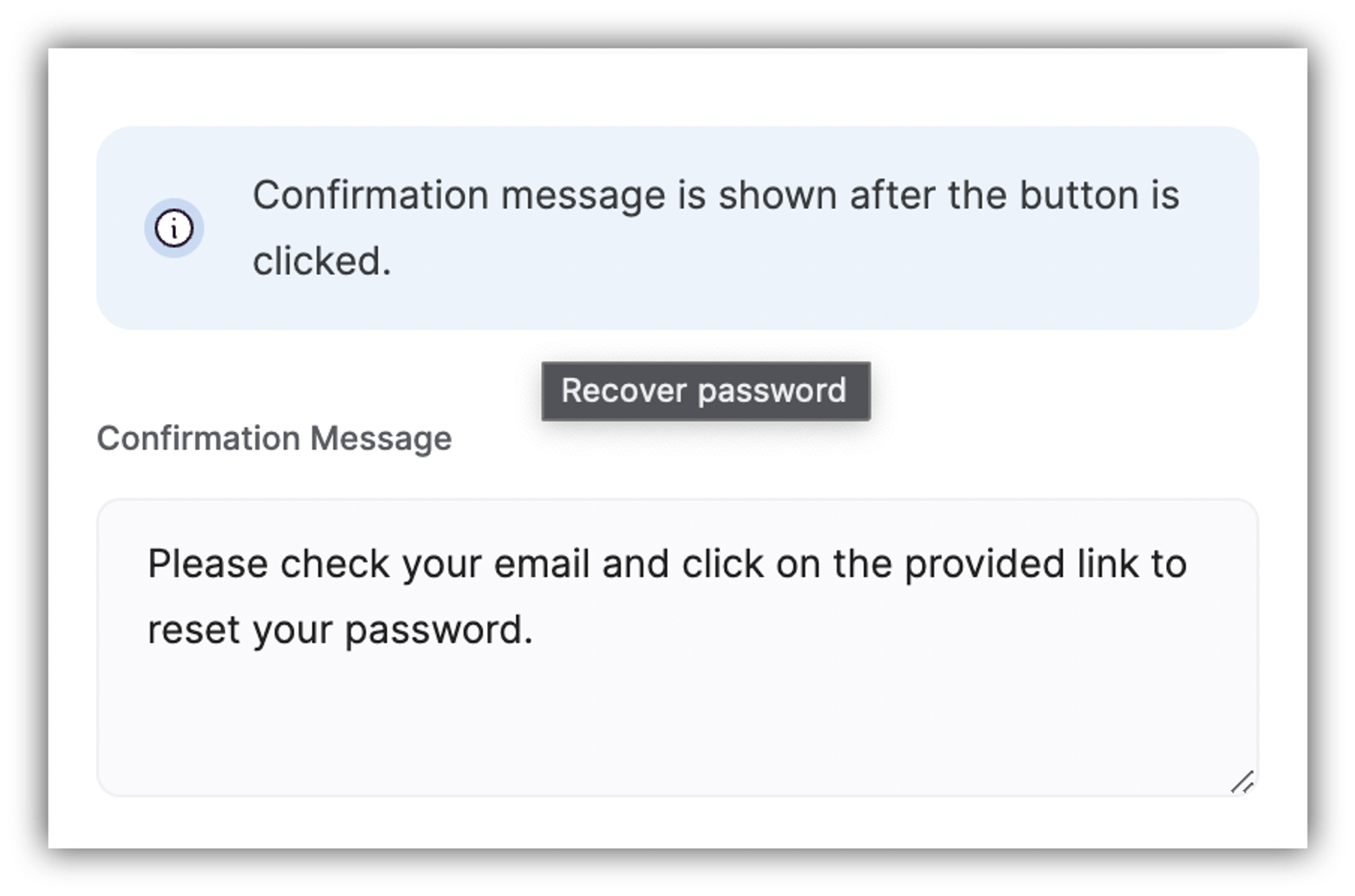 Password reset confirmation message