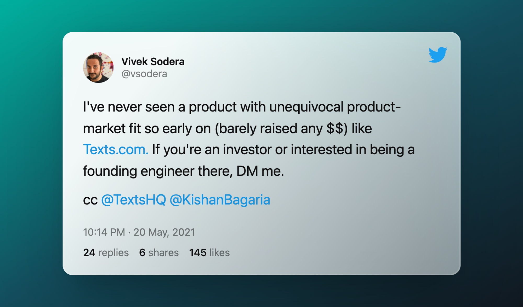 Superhuman co-founder, Vivek Sodera, is a big believer of what they're doing!