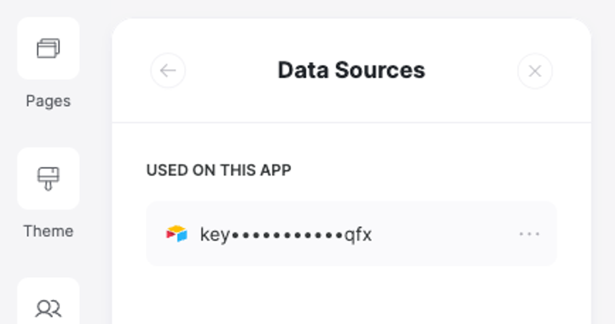 Data Sources in app settings