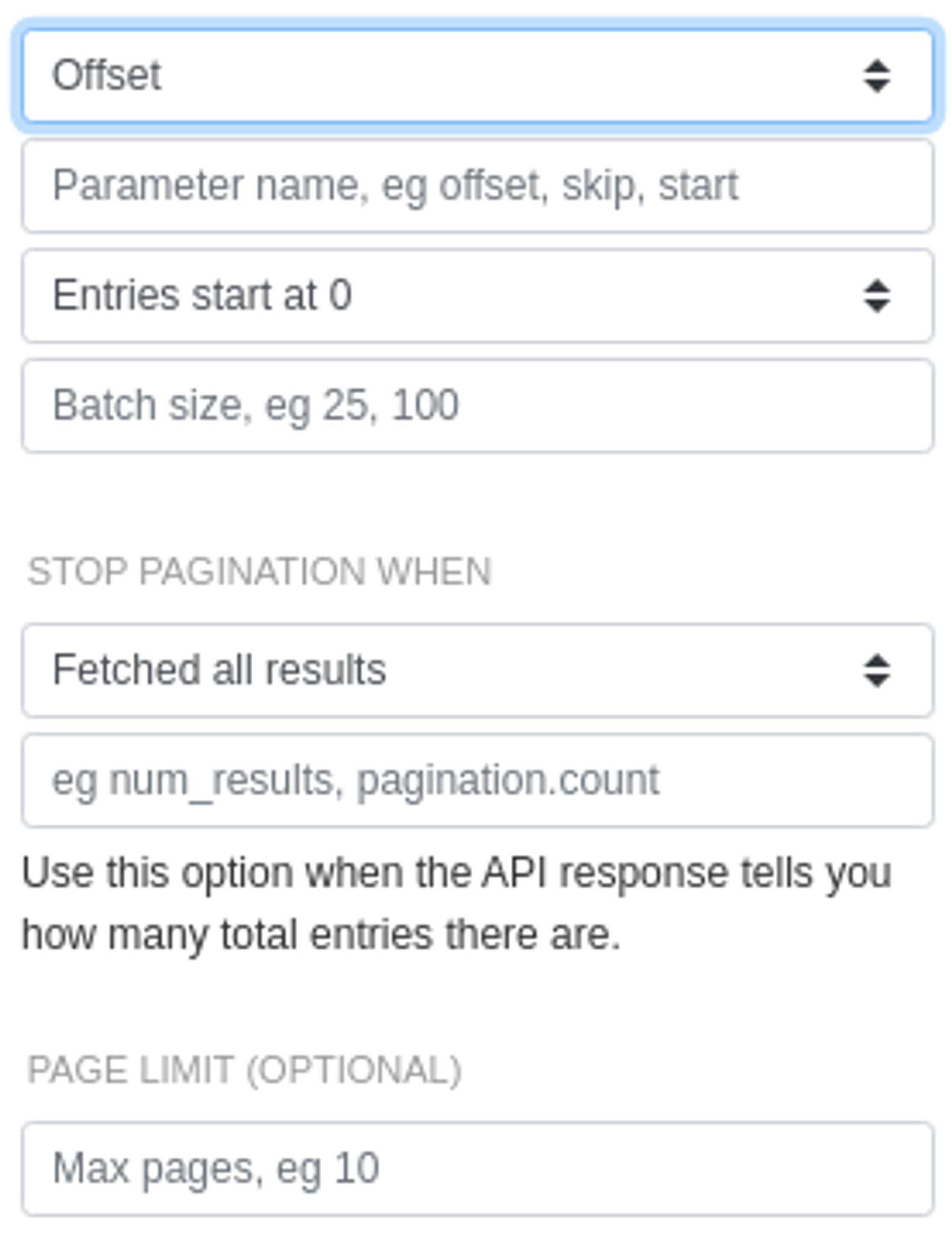 Pick the Offset pagination style