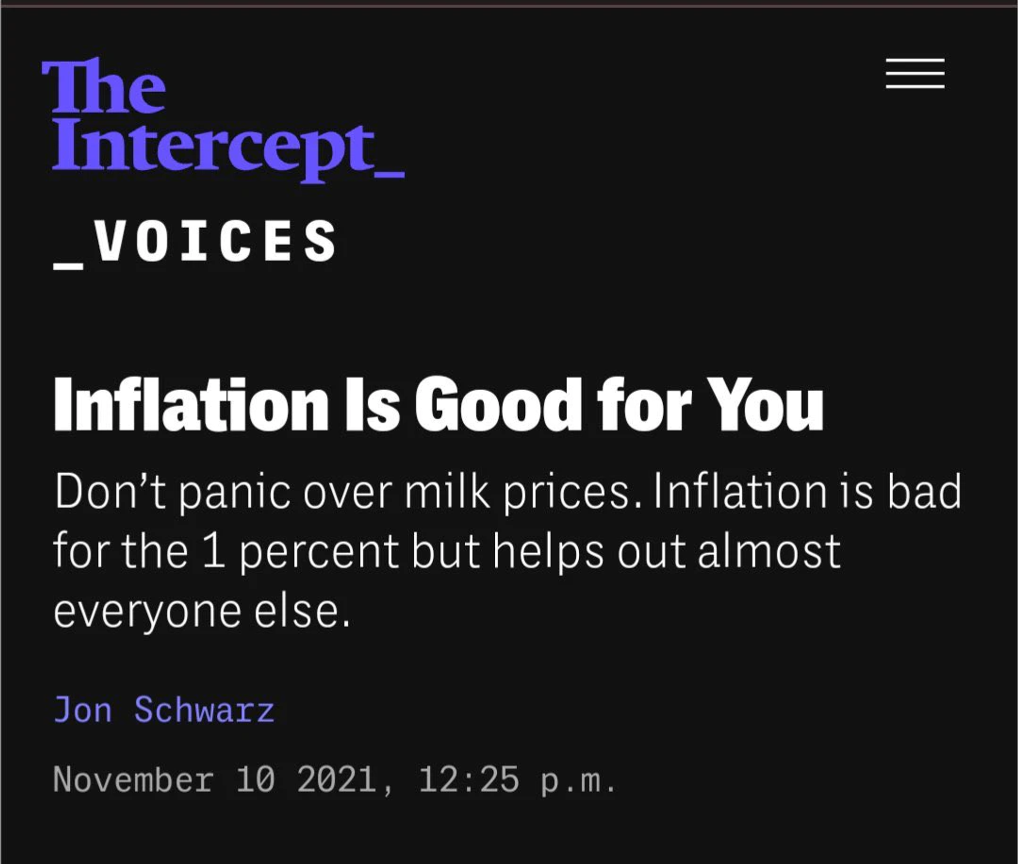 Inflation is Good For You?