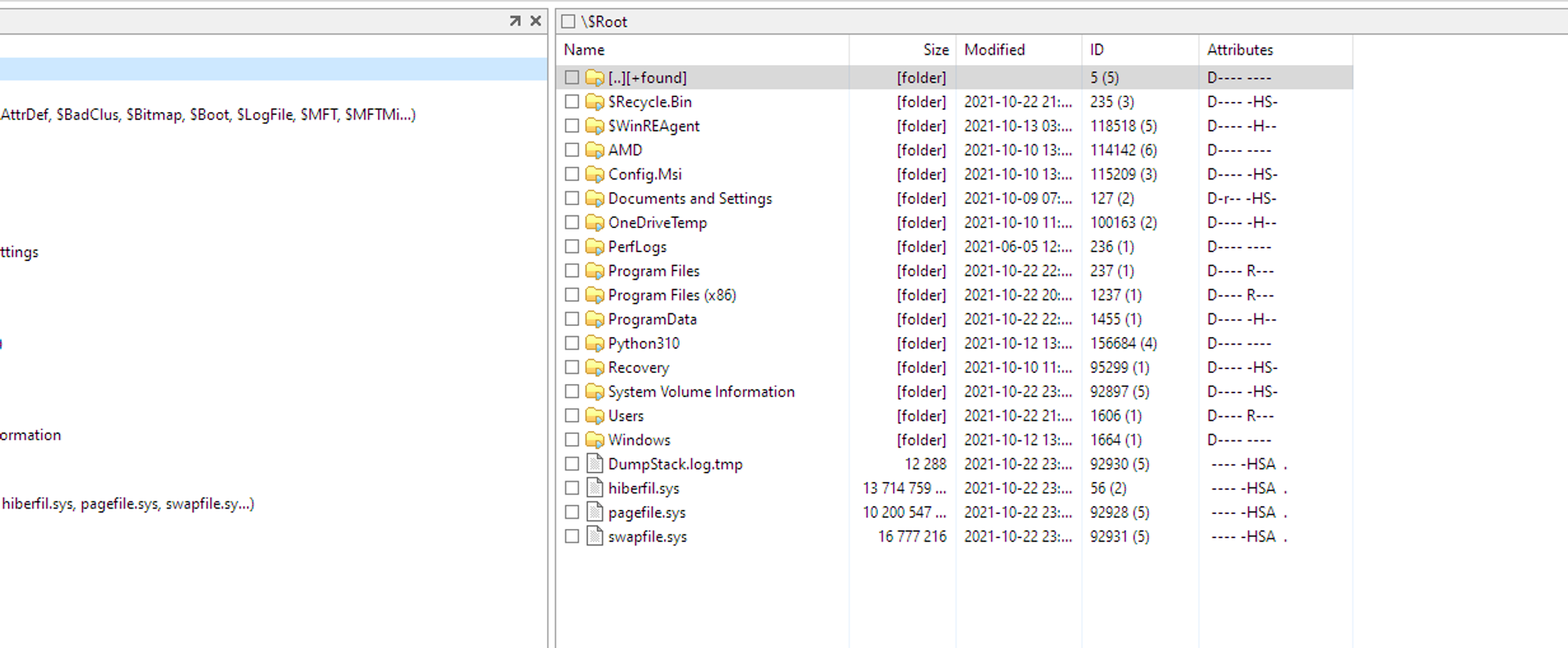 Visible Windows partition files in DMDE