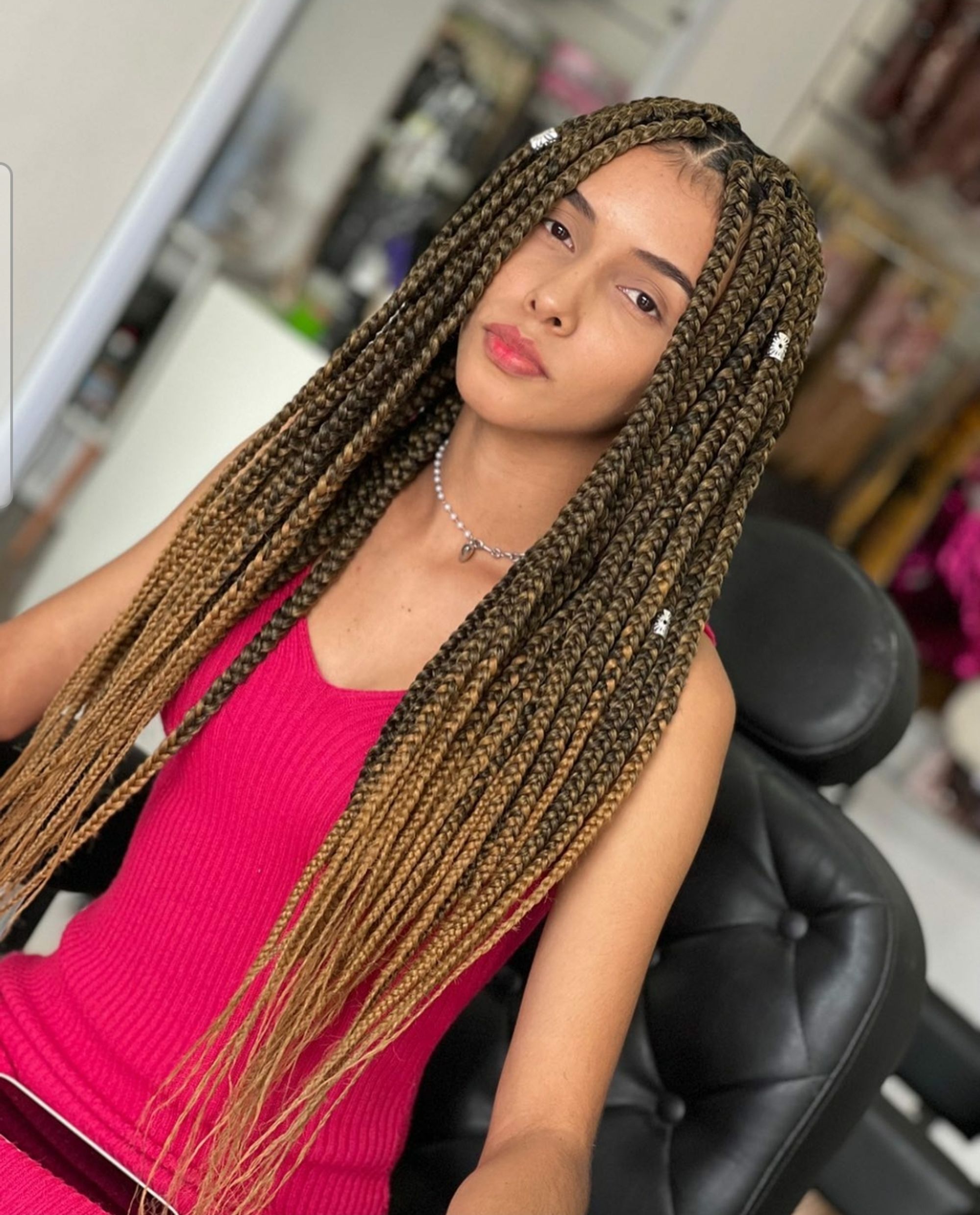 Box braids with accessories