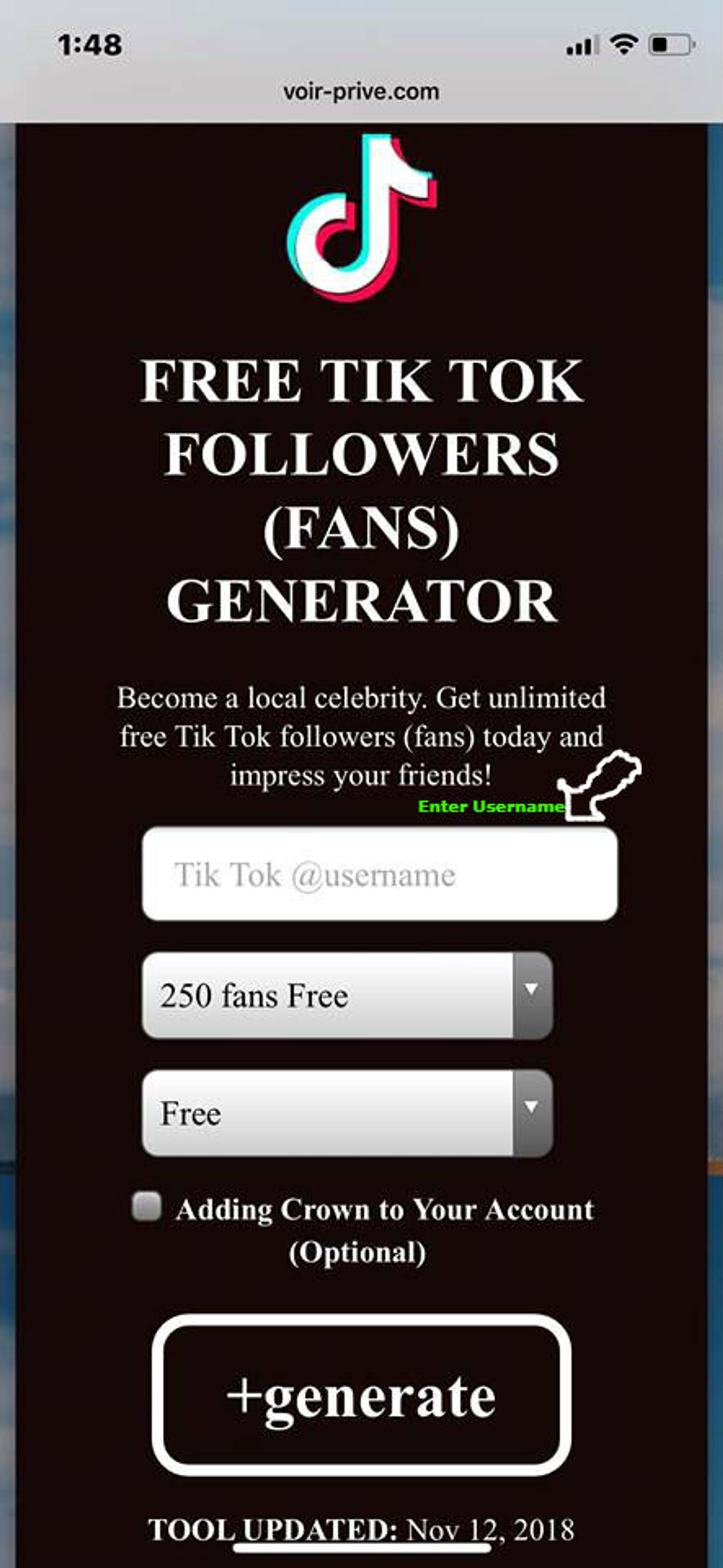 Without verification fans free TikTok Fans
