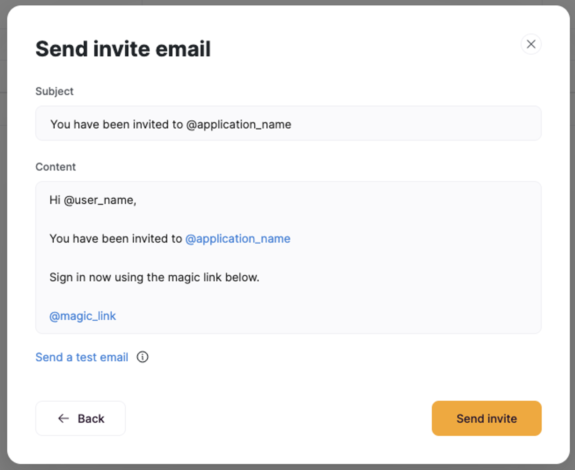 Example email using magic link handle