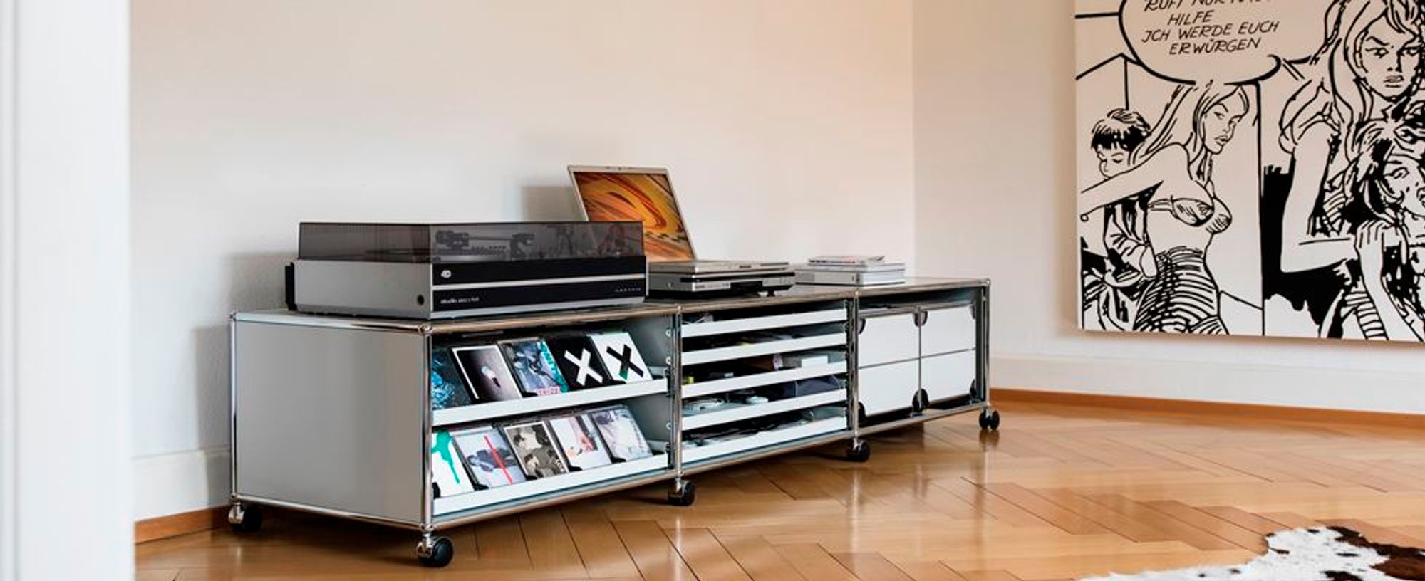 A vinyl collection on USM cabinet. Image courtesy: USM Switzerland