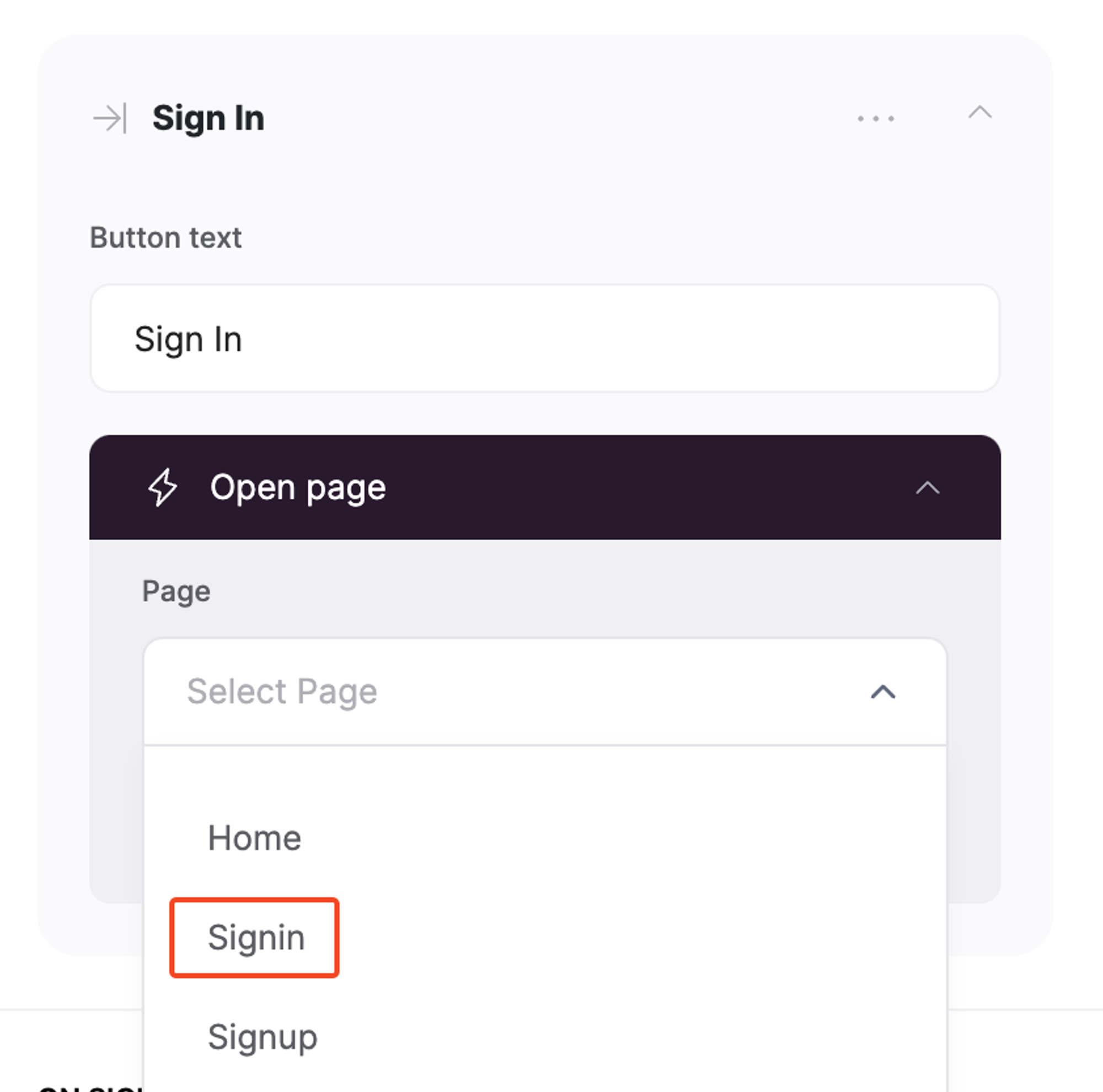Linking Signin button to Signin page