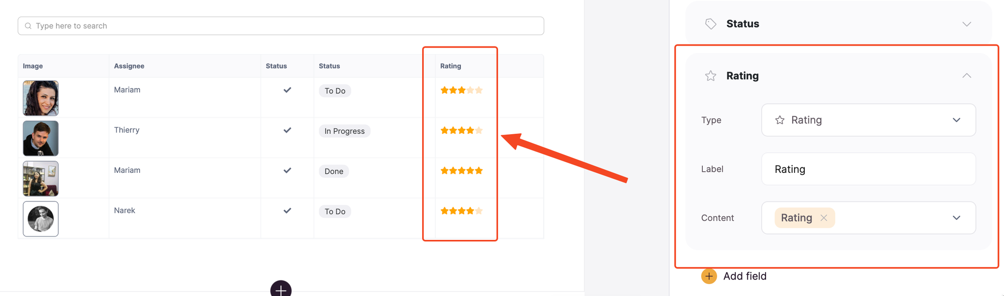 Displaying the rating field on Softr