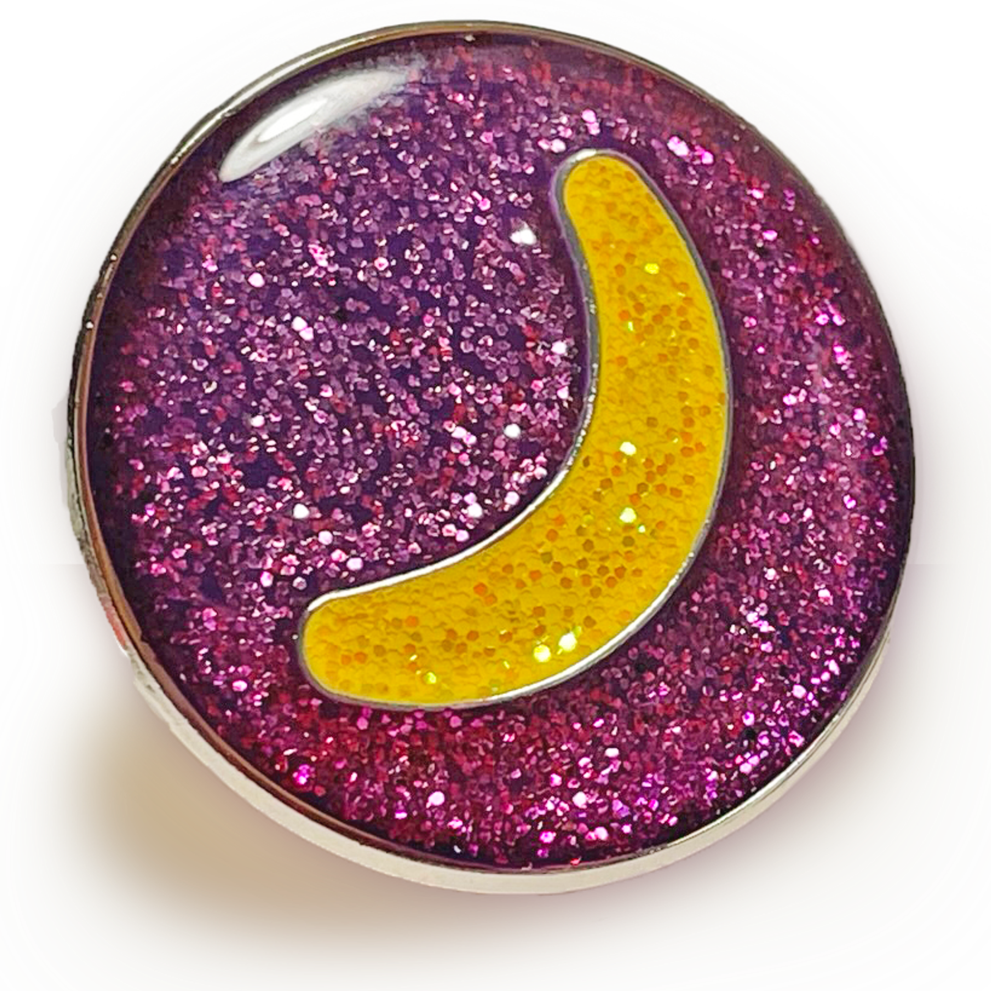Photo of the sparkly enamel logo pins I got to spec for Bananatag