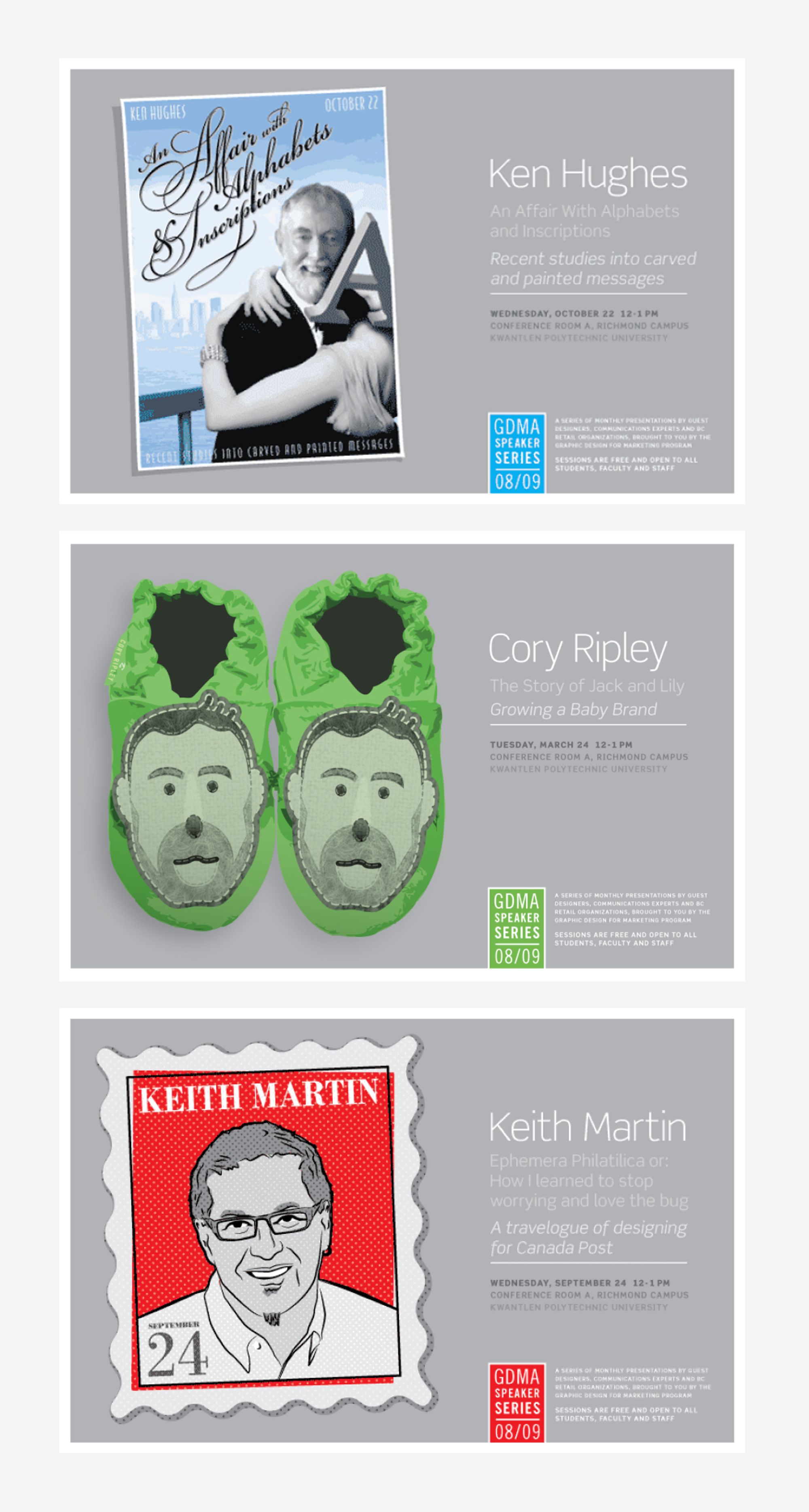 Selection of my poster designs for the GDMA guest speaker series