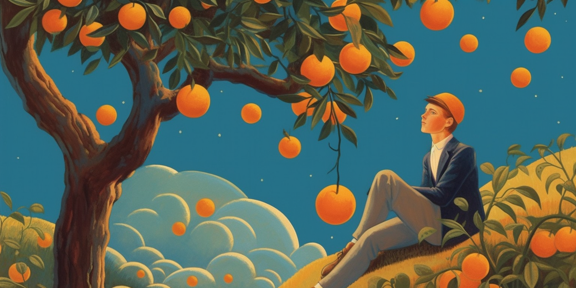 moodyanna_a_poster_of_man_in_the_tree_with_large_oranges_in_the_1f820581-6c99-406e-a6f1-20abac47c697.png