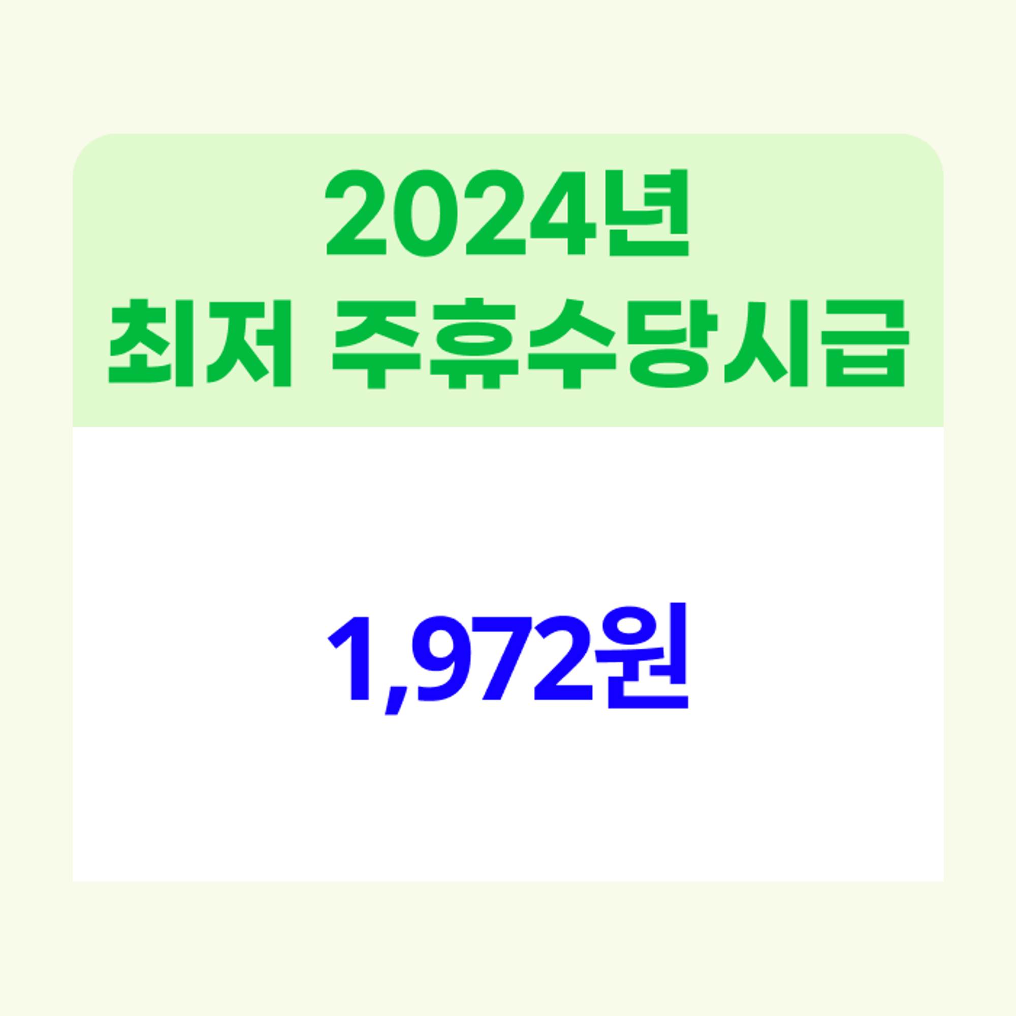 <2024년 재가방문요양보호사 최저 주휴수당 시급>