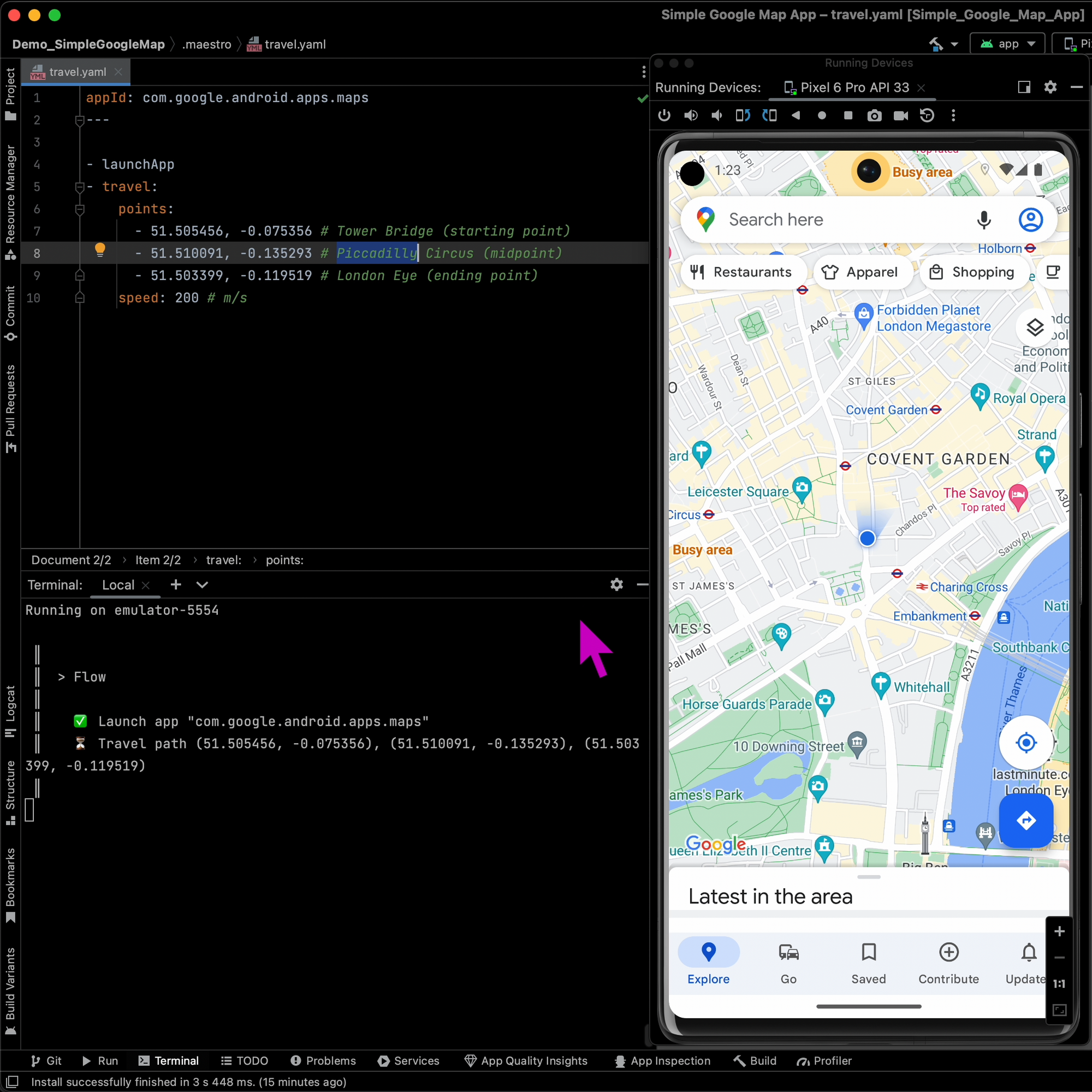 Mastering Location-Based App Testing with Maestro UI Testing Framework's Travel Command