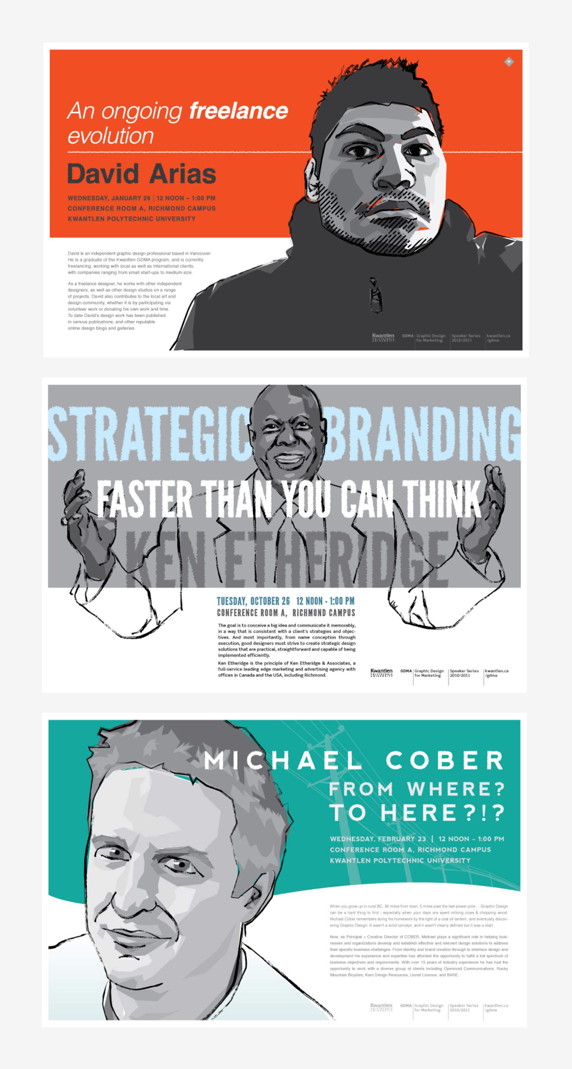 Selection of my poster designs for the GDMA guest speaker series
