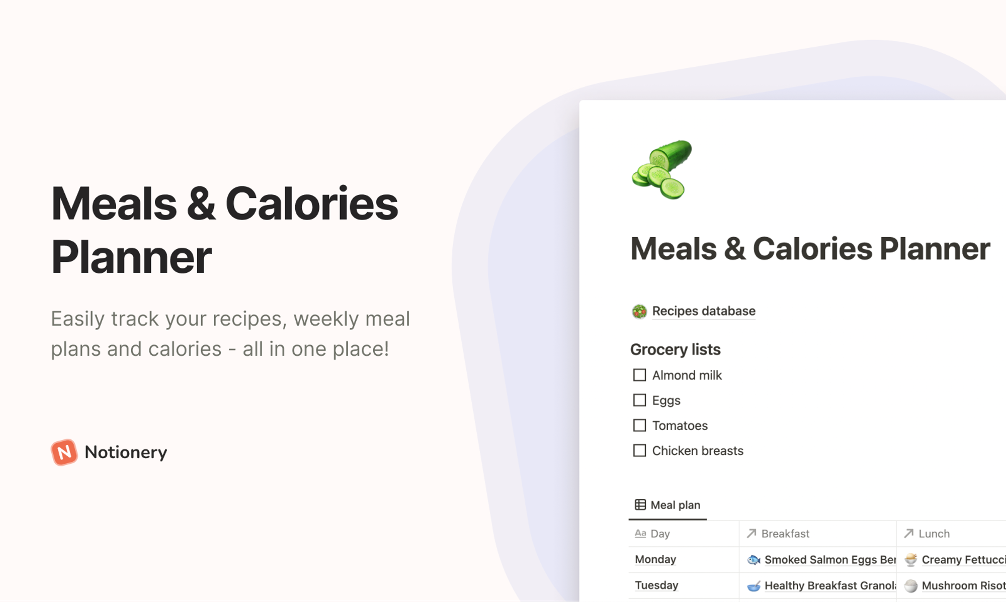 Meals & Calories Planner