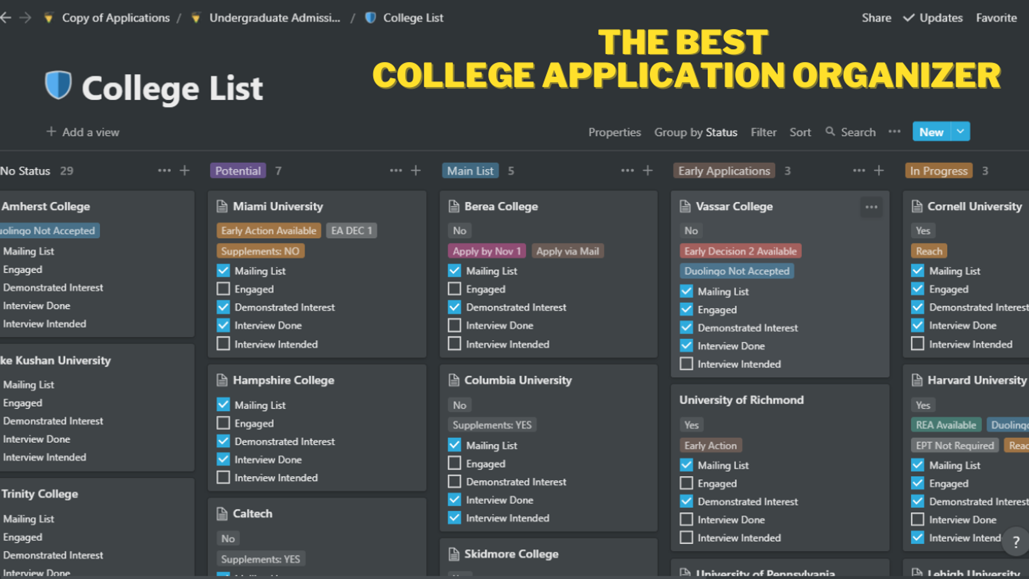 THE BEST College Application Organizer Building Tutorial