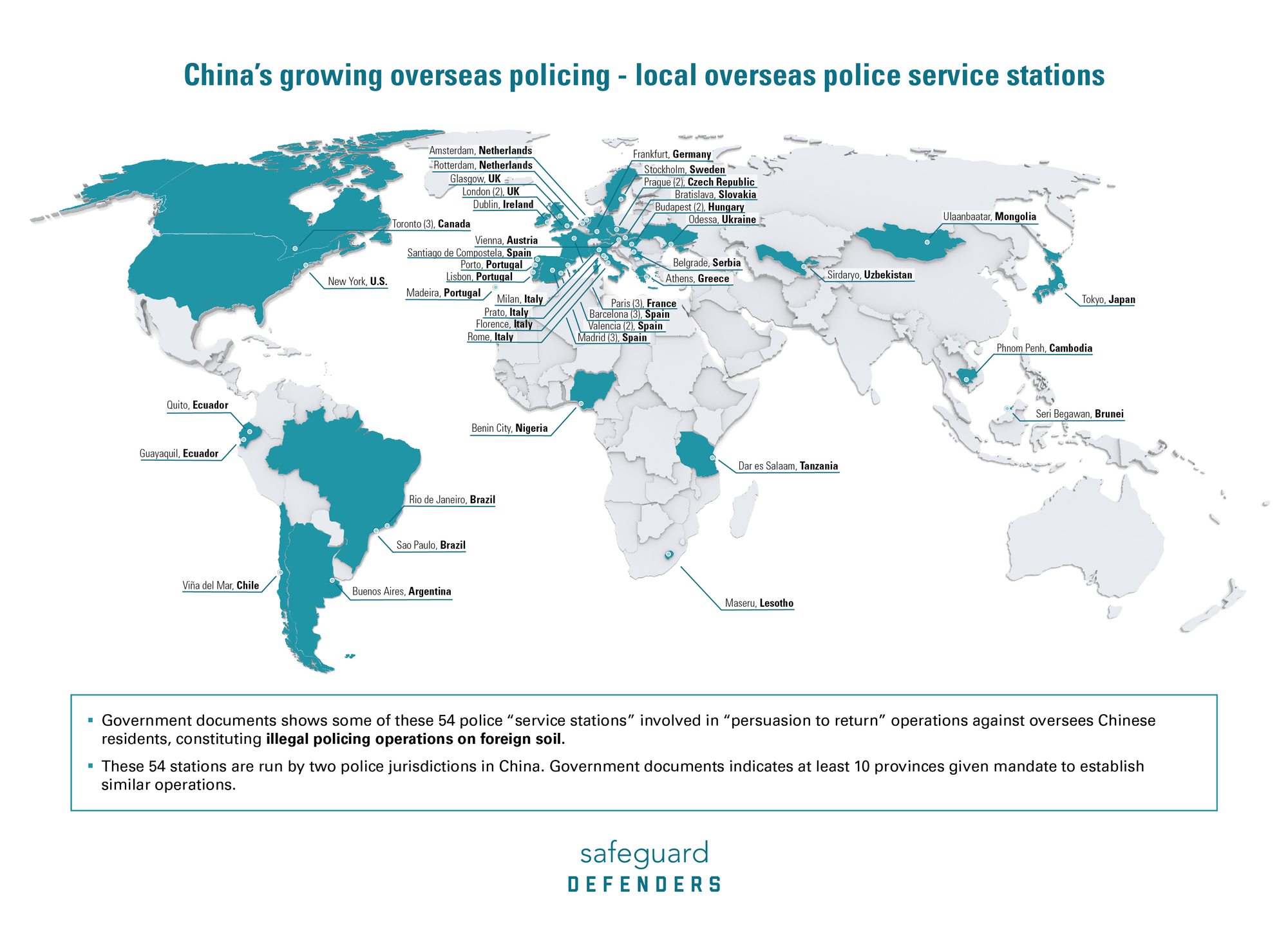 At least 110 “overseas police service stations” coerce targets into returning to China, likely violating international and national laws