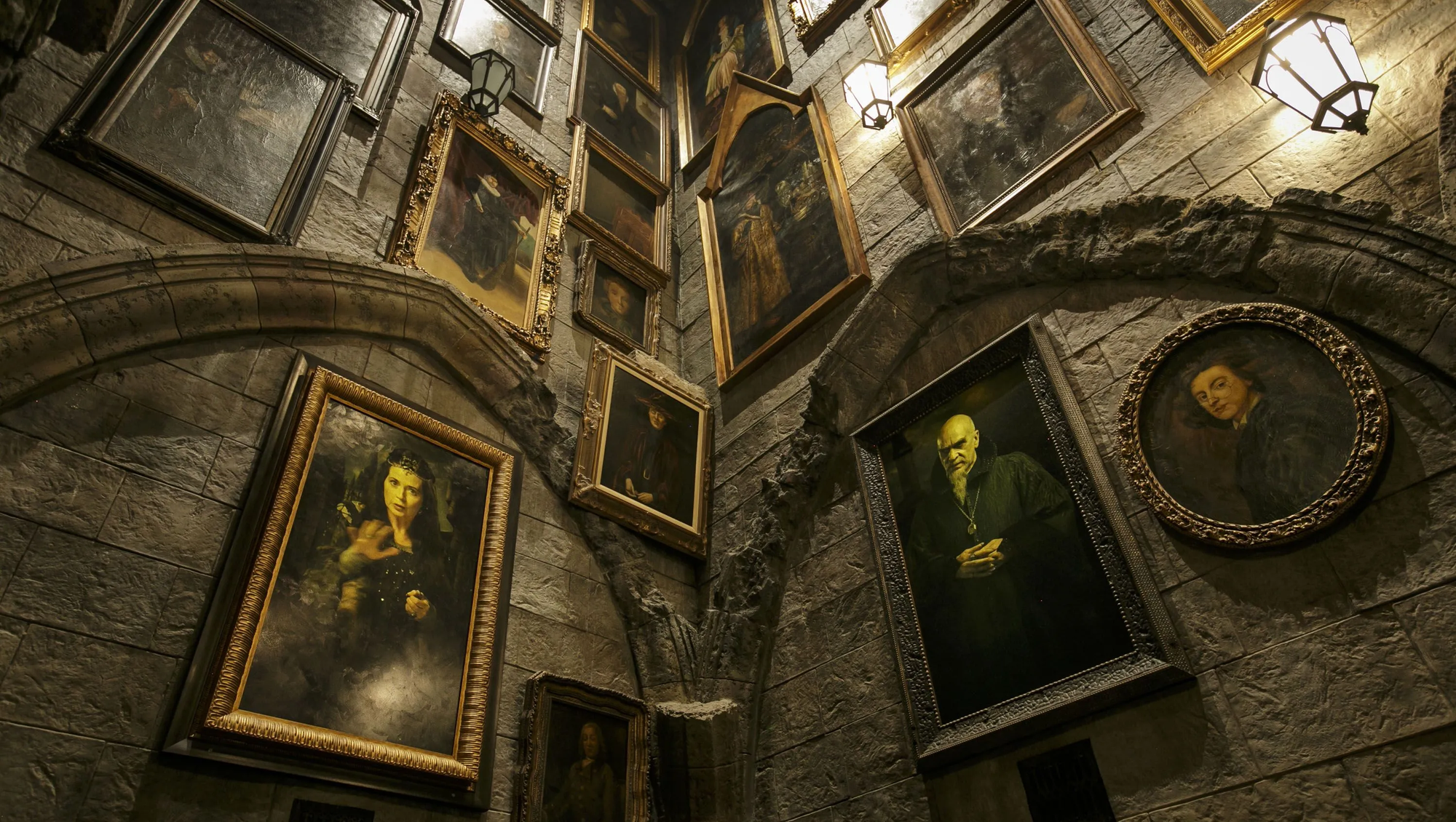 A sample of portraits in Hogwarts. This static image belies that they each are moving within the frame.