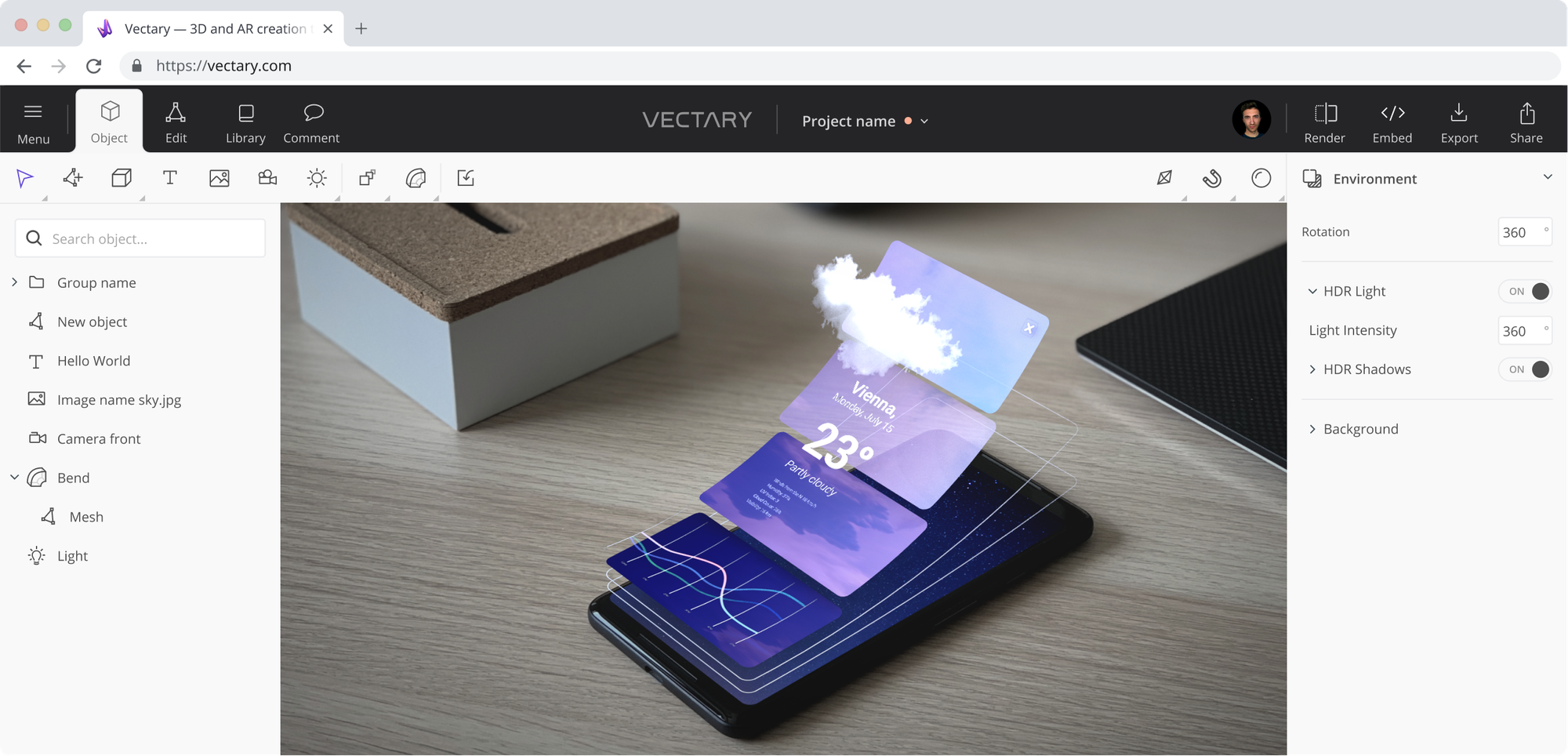 Vectary – Online 3D and AR design platform
