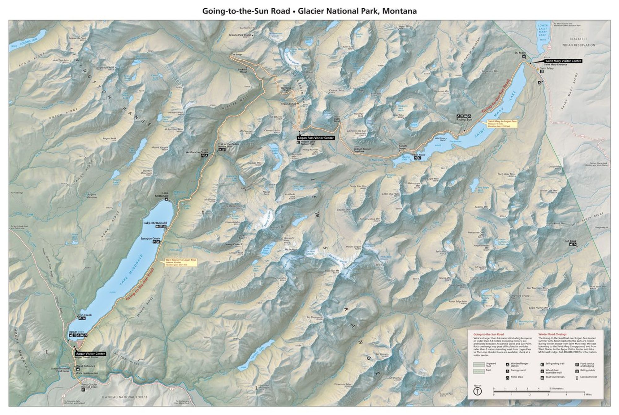 Carte d'un glacier dans le Montana. Les montagnes sont éclairées par une source en haut en gauche de la carte.